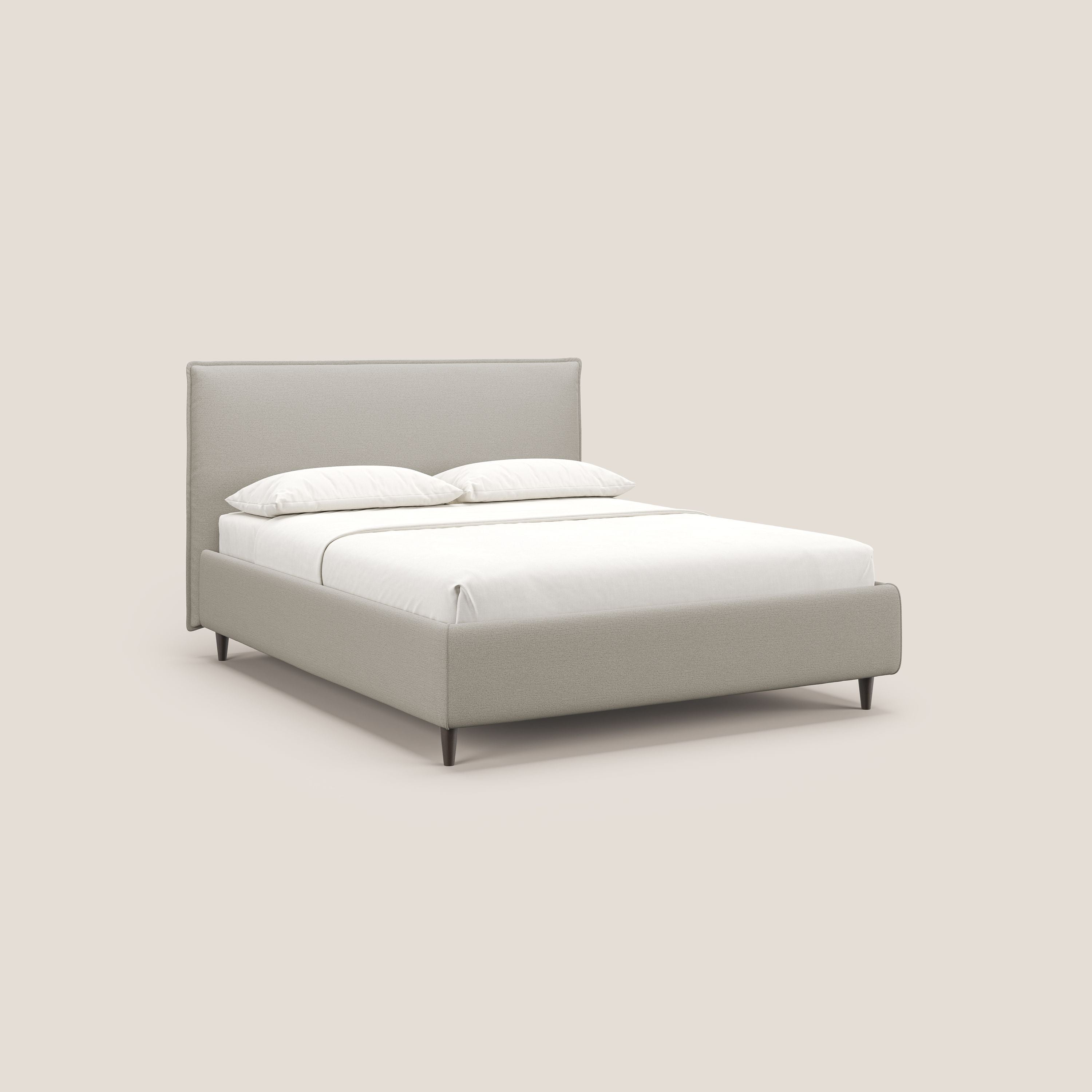 Hunter letto imbottito contenitore sfoderabile in tessuto impermeabile fiammato T19 panna - divani.store