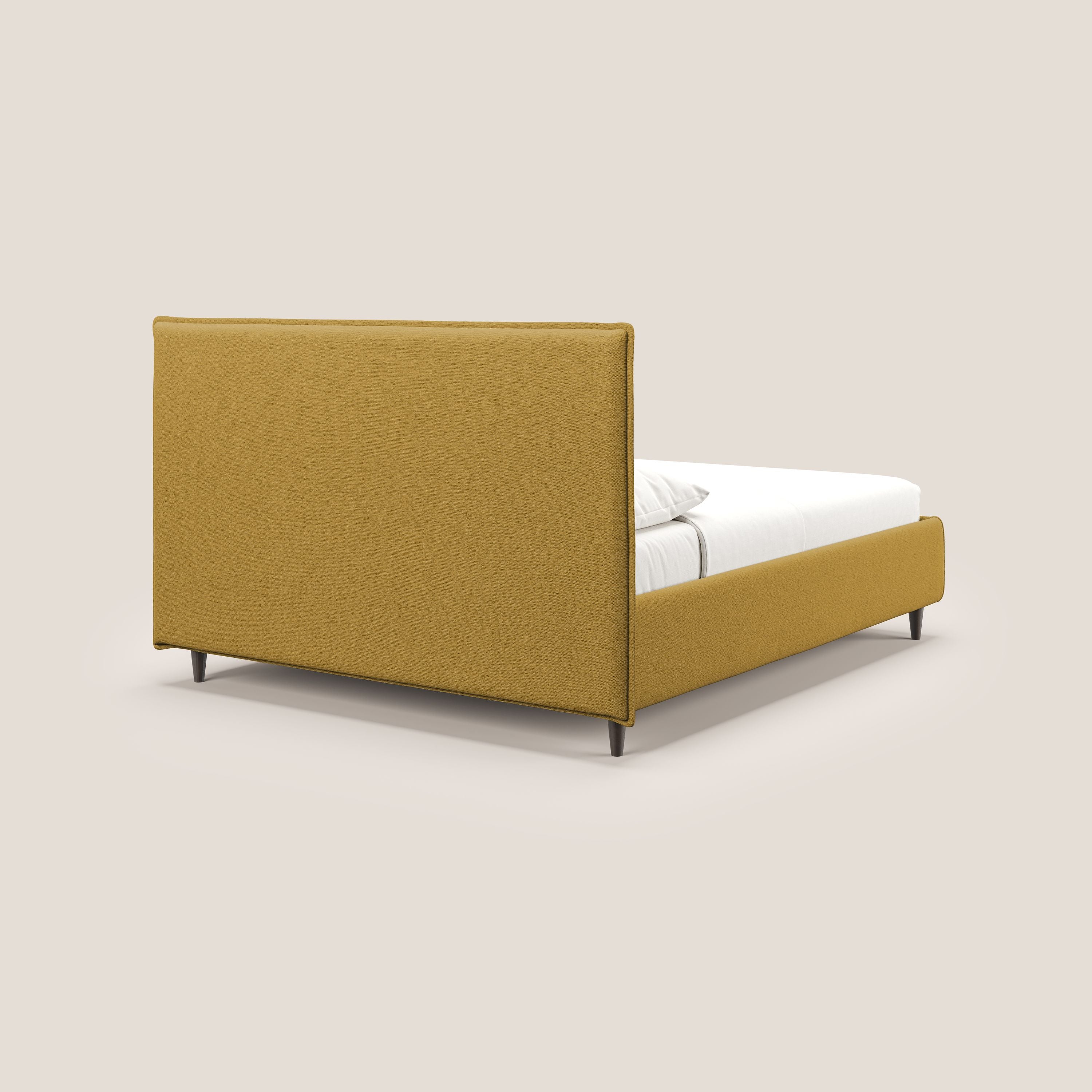 Hunter letto imbottito contenitore sfoderabile in tessuto impermeabile fiammato T19 giallo - divani.store