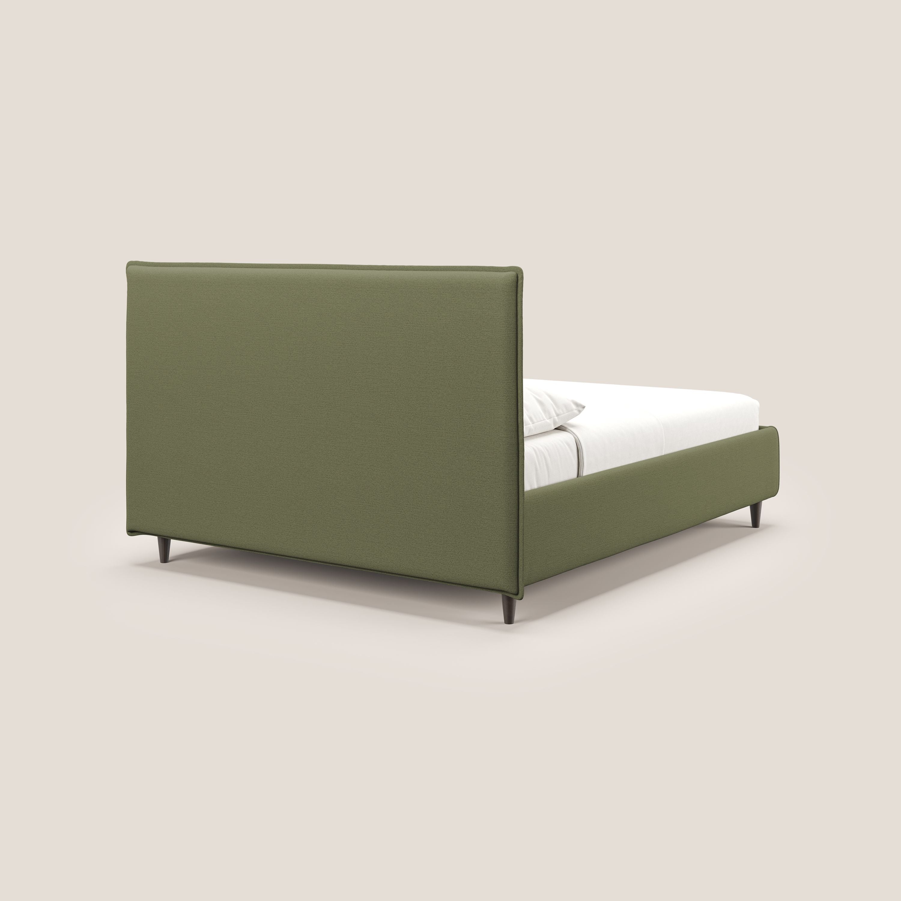 Hunter letto imbottito contenitore sfoderabile in tessuto impermeabile fiammato T19 verde - divani.store