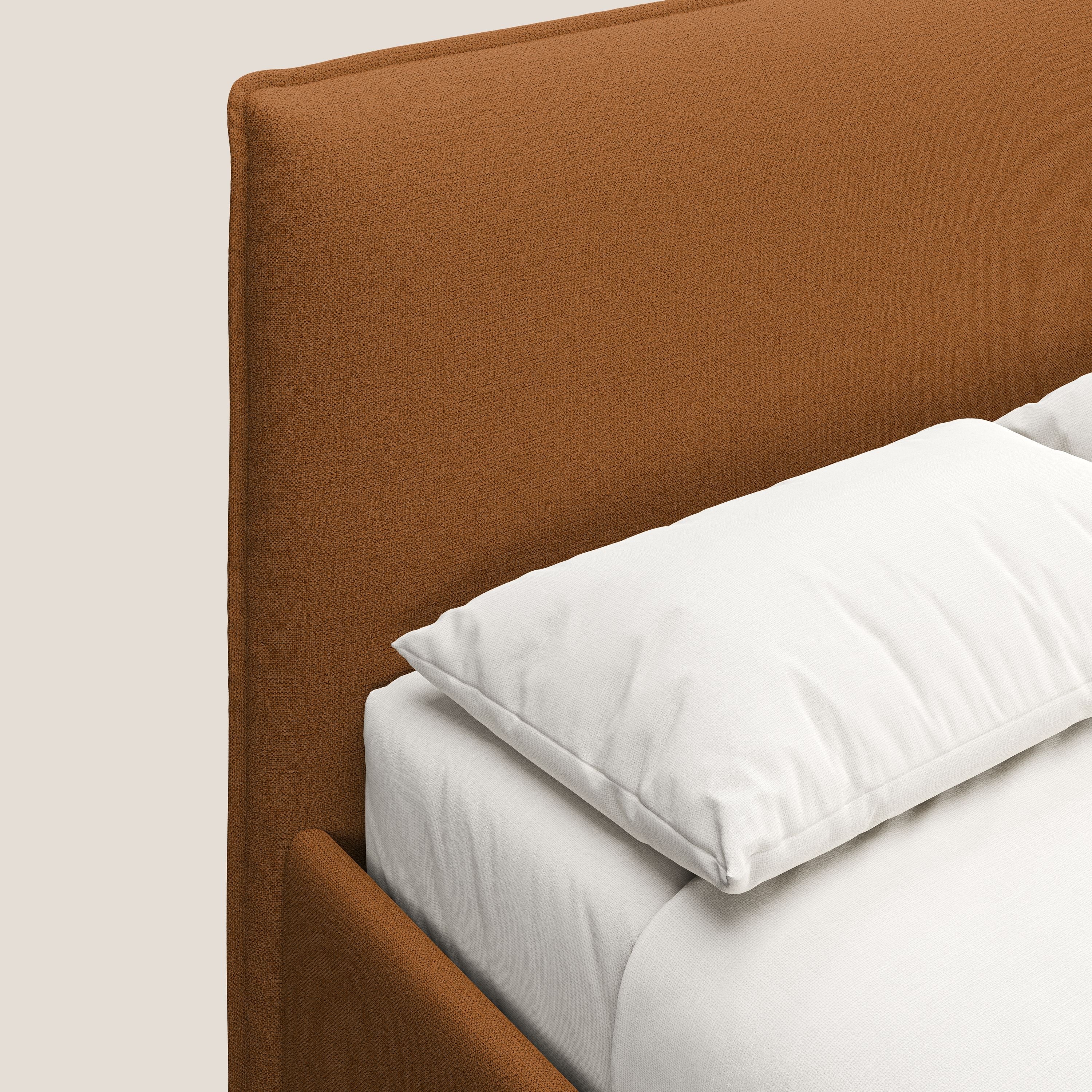 Hunter letto imbottito contenitore sfoderabile in tessuto impermeabile fiammato T19 arancio - divani.store