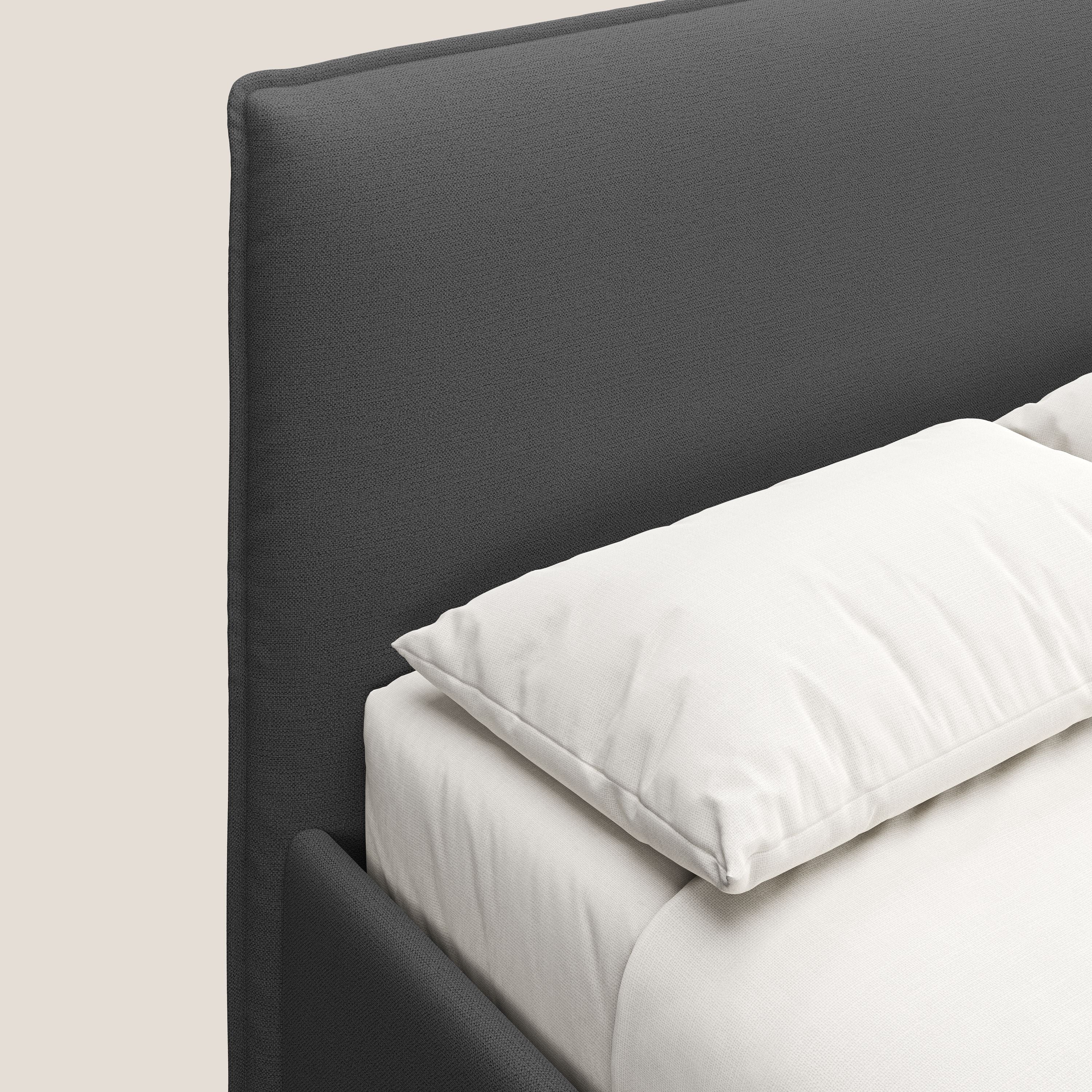 Hunter letto imbottito contenitore sfoderabile in tessuto impermeabile fiammato T19 antracite - divani.store