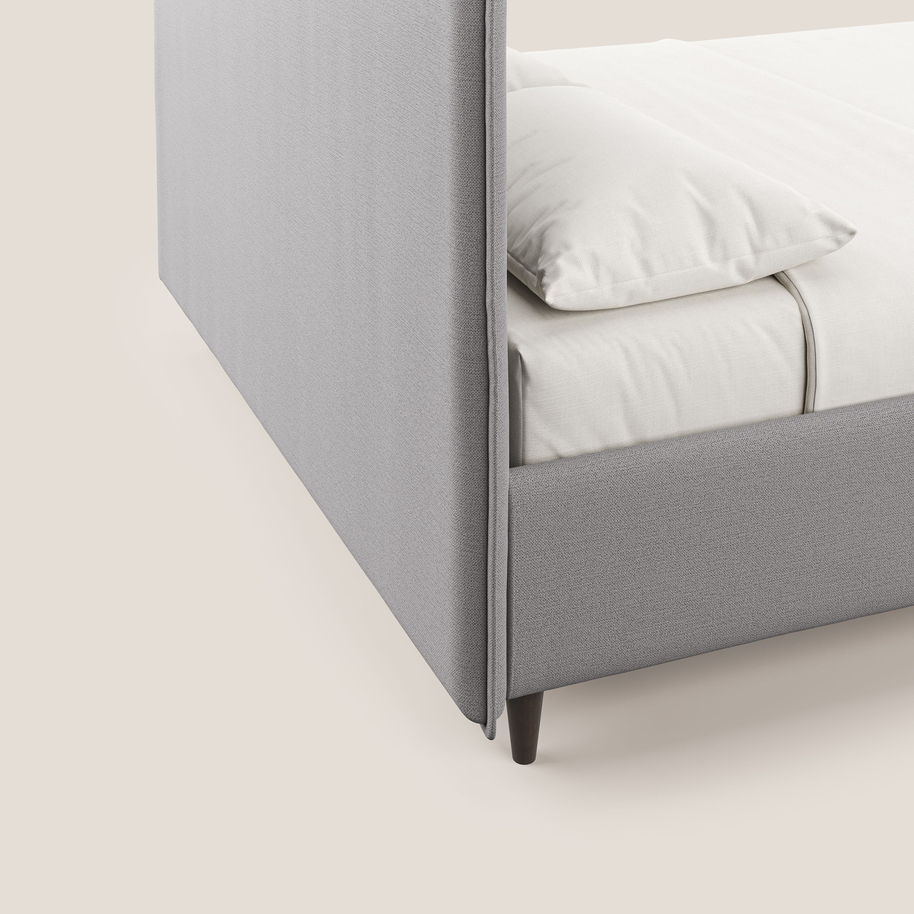 Hunter letto imbottito contenitore sfoderabile in tessuto impermeabile fiammato T19 grigio - divani.store