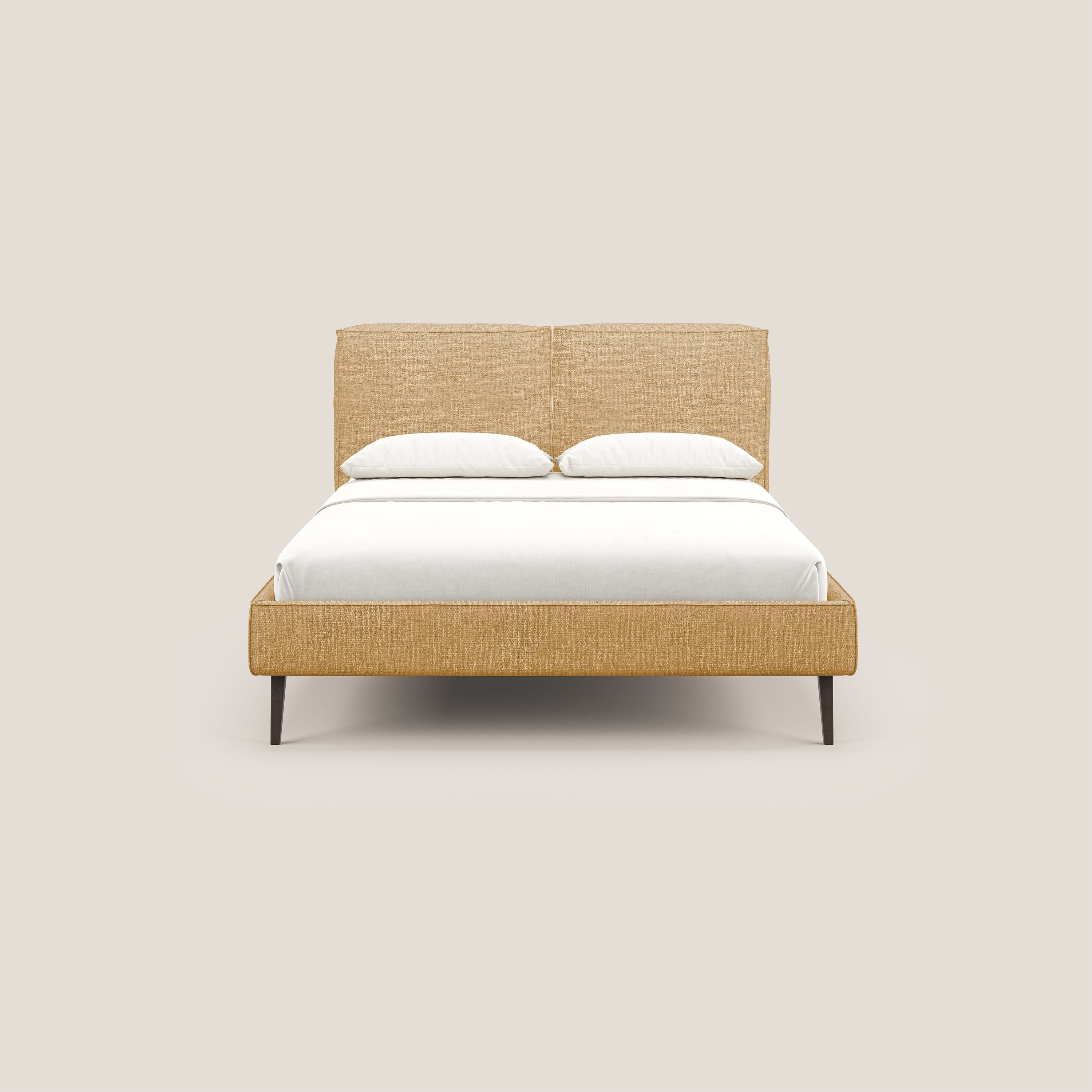Isotta letto imbottito completamente sfoderabile in morbido tessuti impermeabile T10 giallo - divani.store