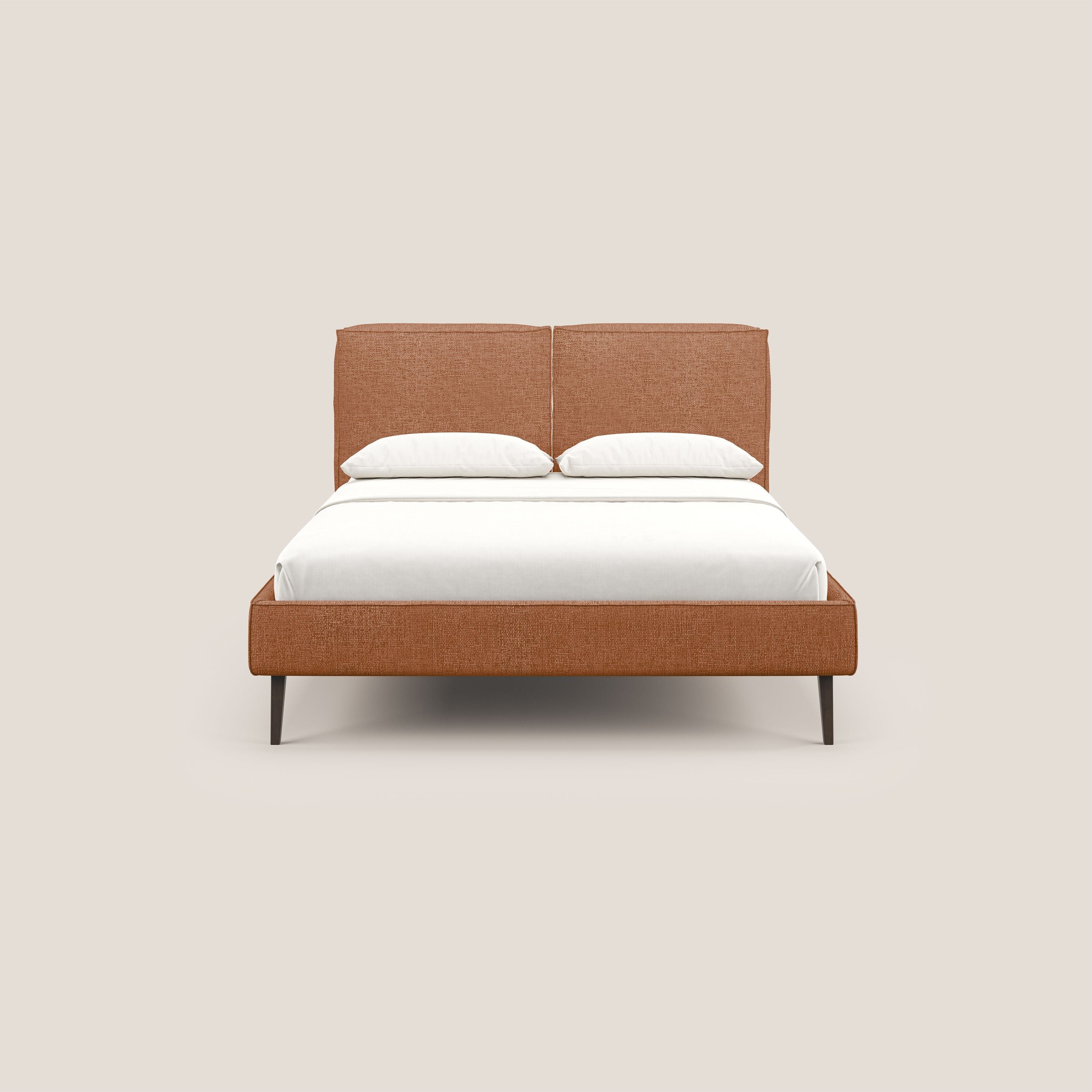 Isotta letto imbottito completamente sfoderabile in morbido tessuti impermeabile T10 arancio - divani.store