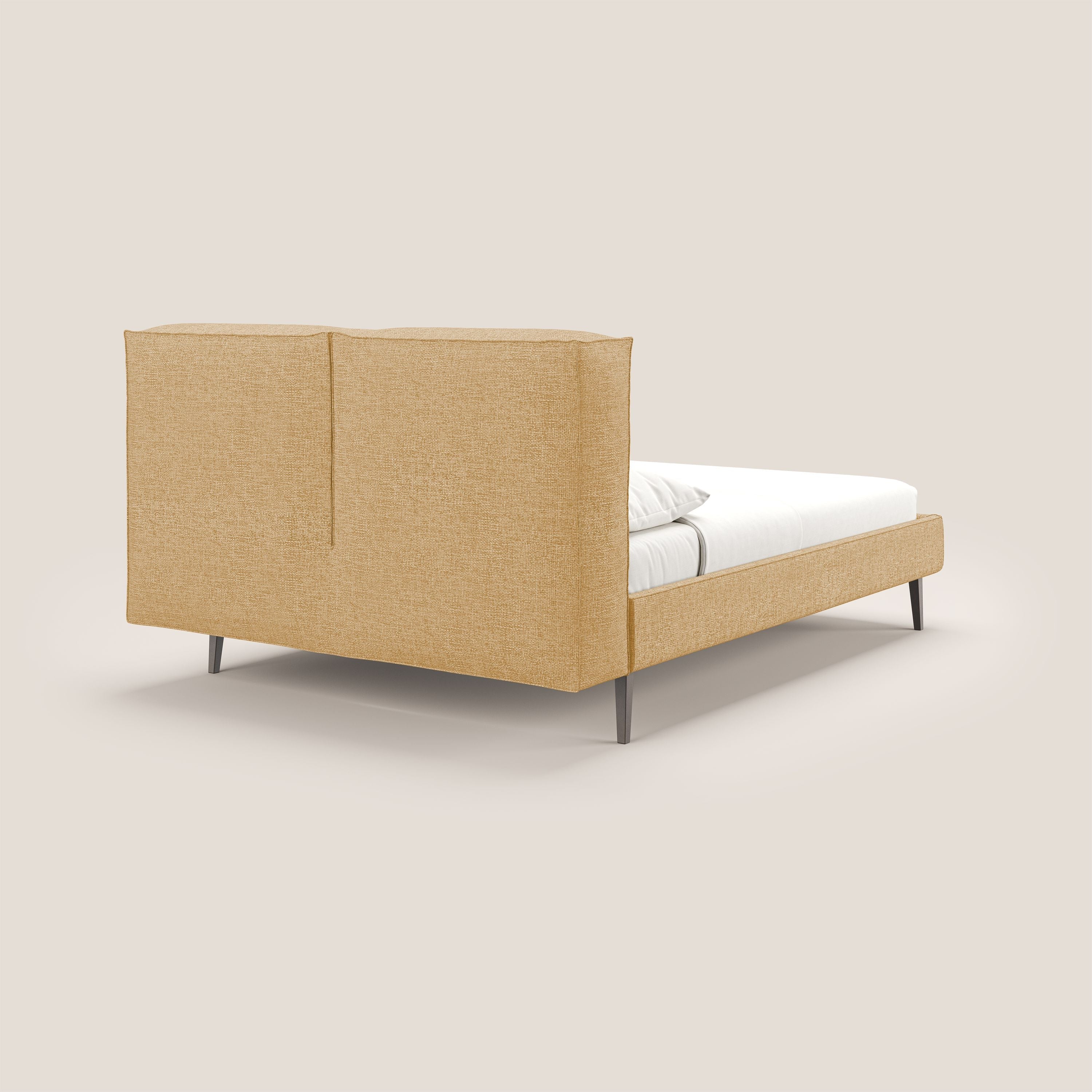 Isotta letto imbottito completamente sfoderabile in morbido tessuti impermeabile T10 giallo - divani.store