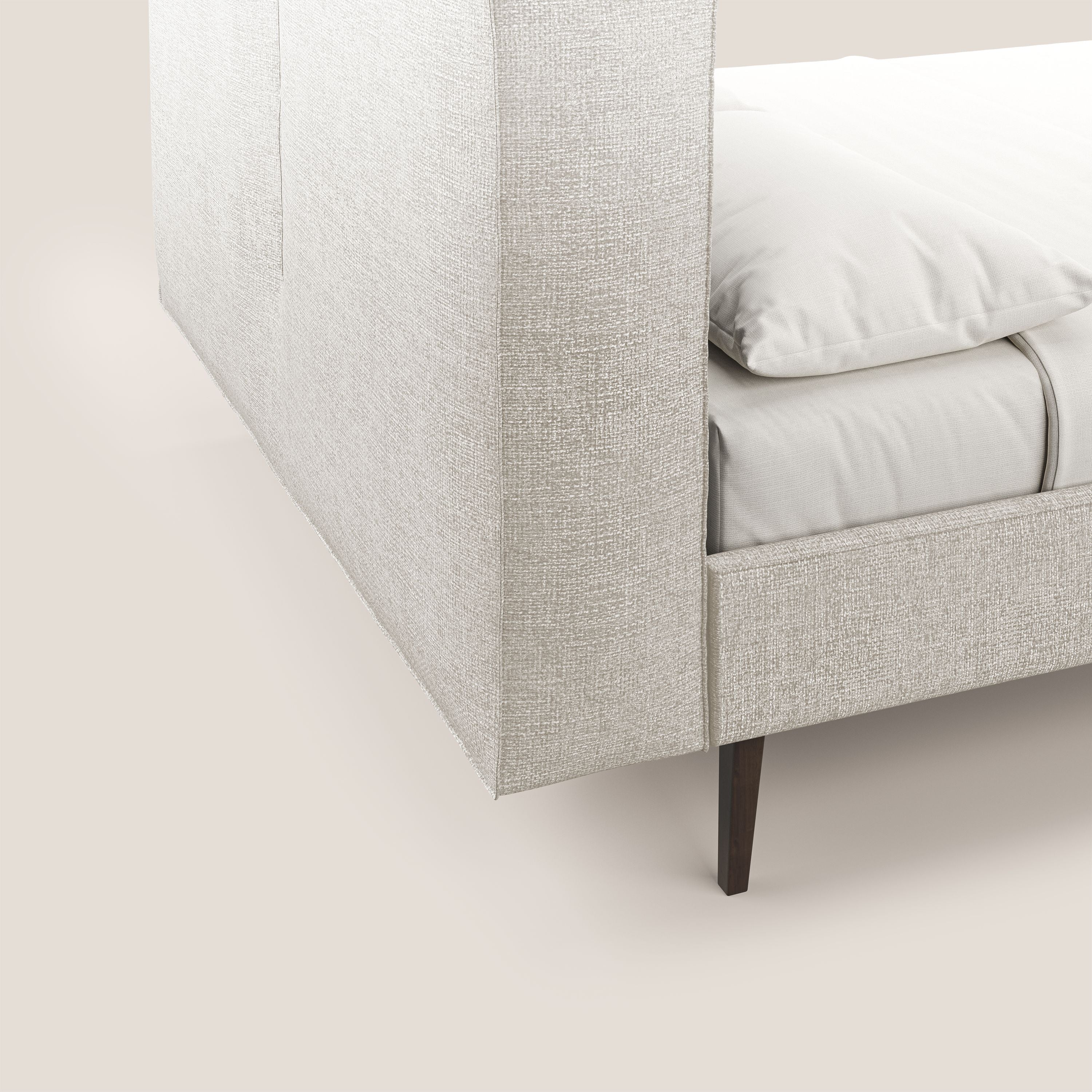 Isotta letto imbottito completamente sfoderabile in morbido tessuti impermeabile T10 panna - divani.store