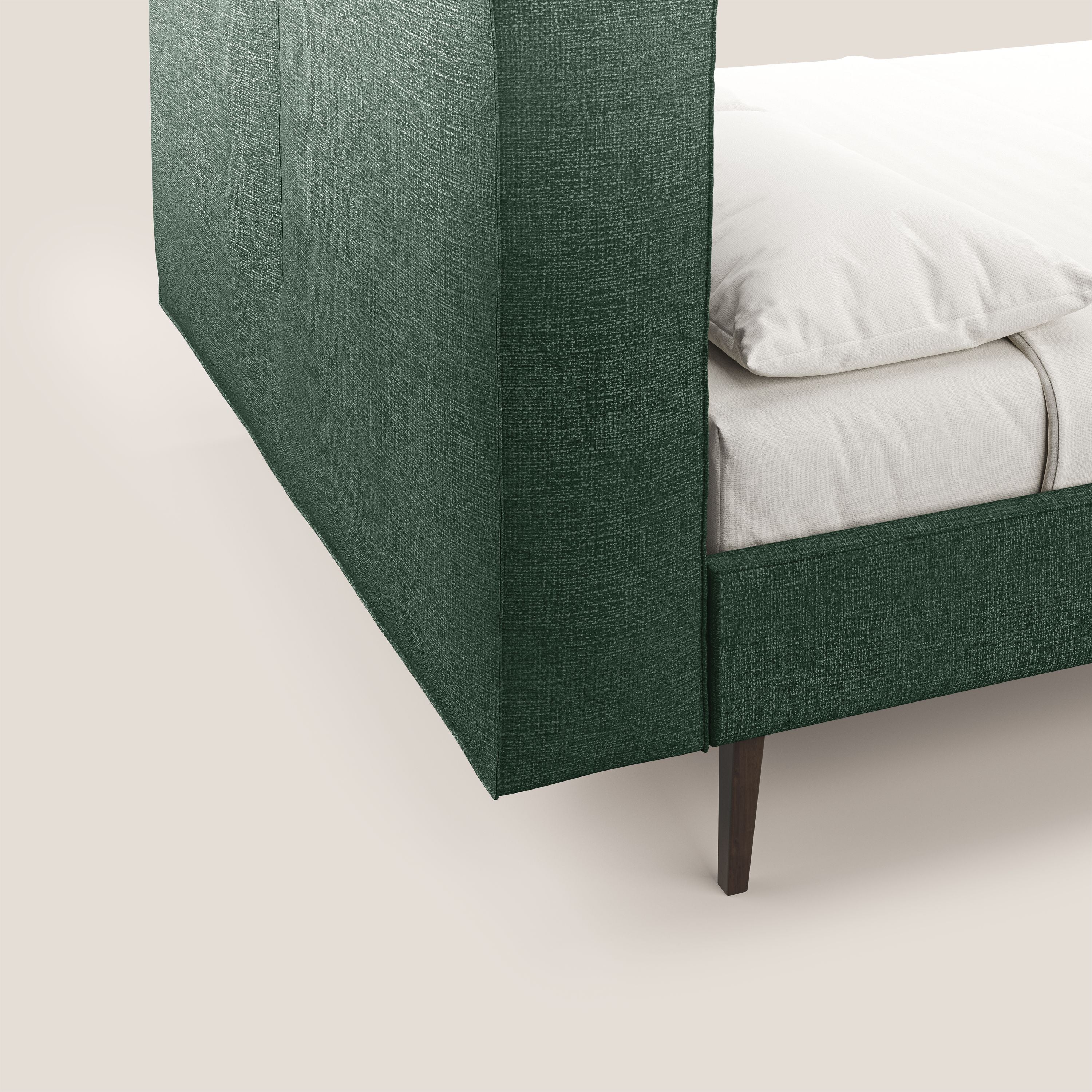 Isotta letto imbottito completamente sfoderabile in morbido tessuti impermeabile T10 verde - divani.store