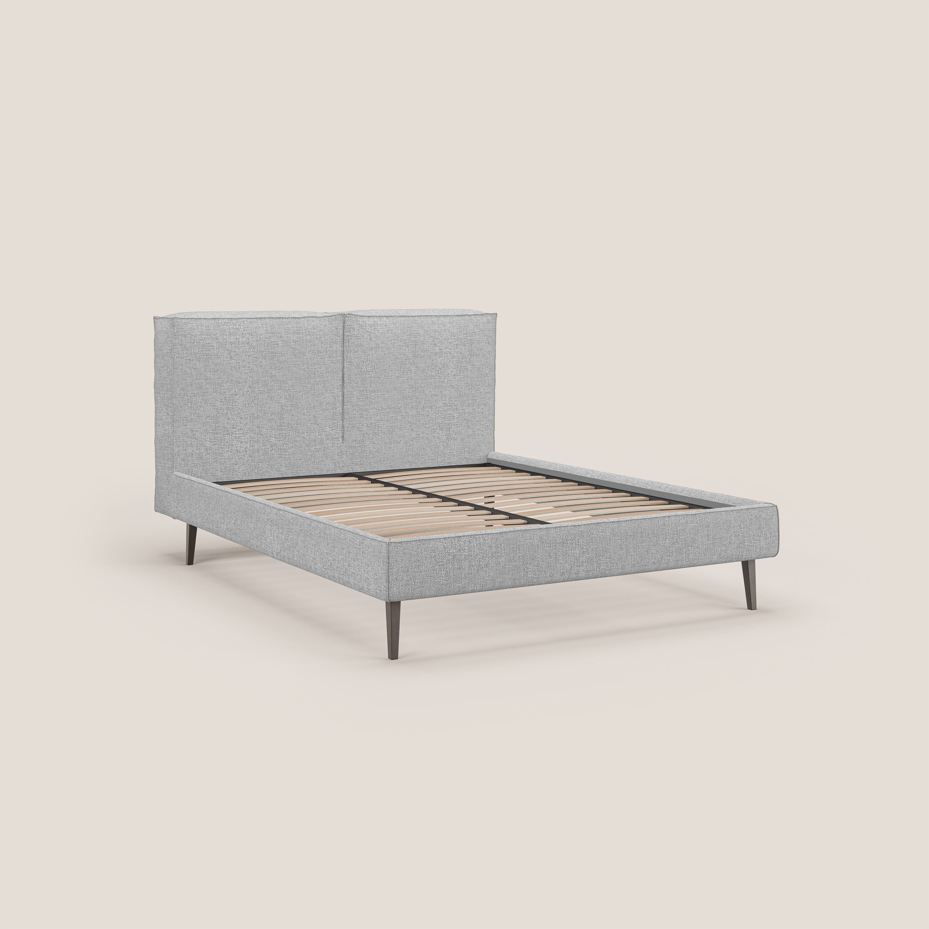 Isotta letto imbottito completamente sfoderabile in morbido tessuti impermeabile T10 grigio chiaro - divani.store
