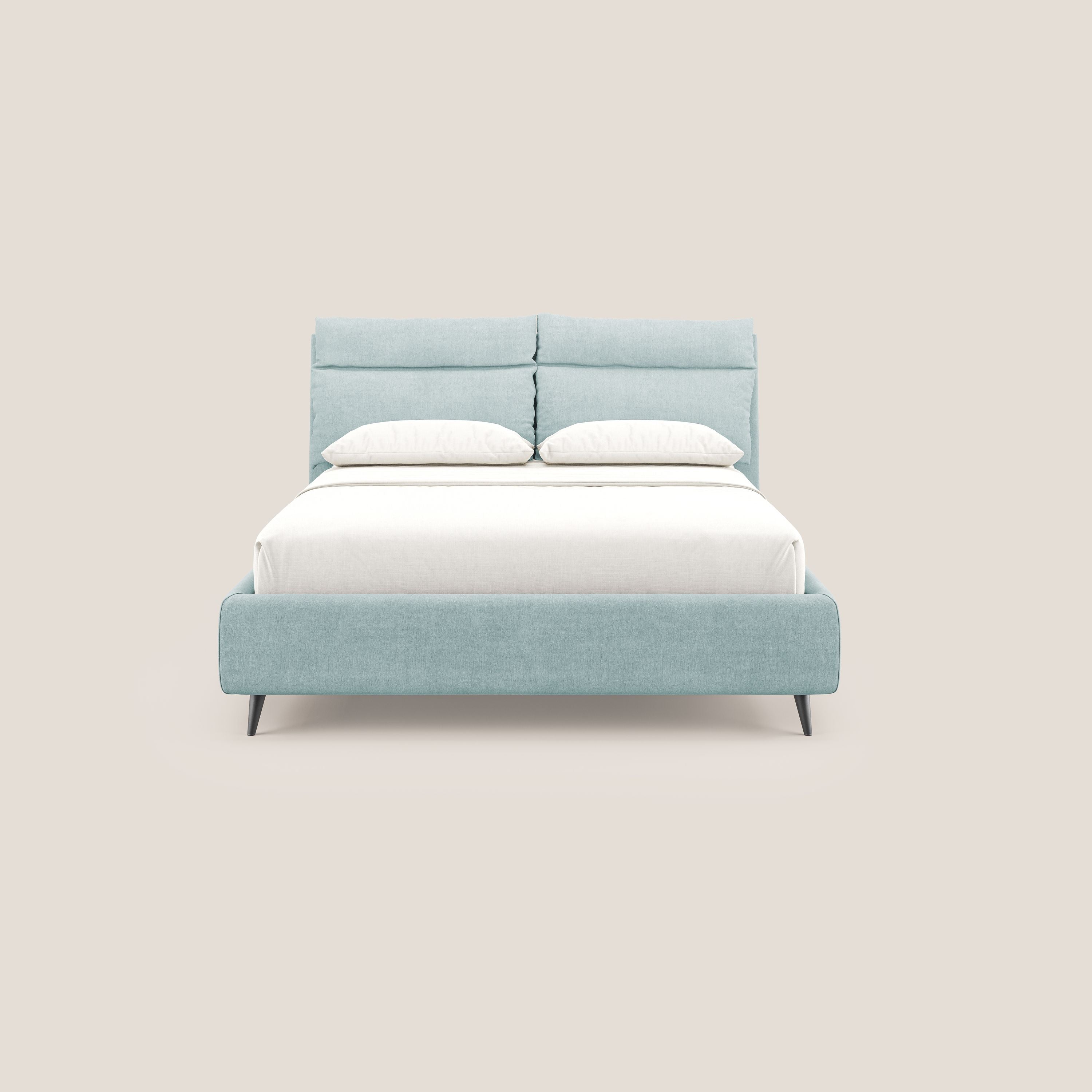 Jerry letto imbottito contenitore e cuscini reclinabili in tessuto smacchiabile T17 verde acqua - divani.store