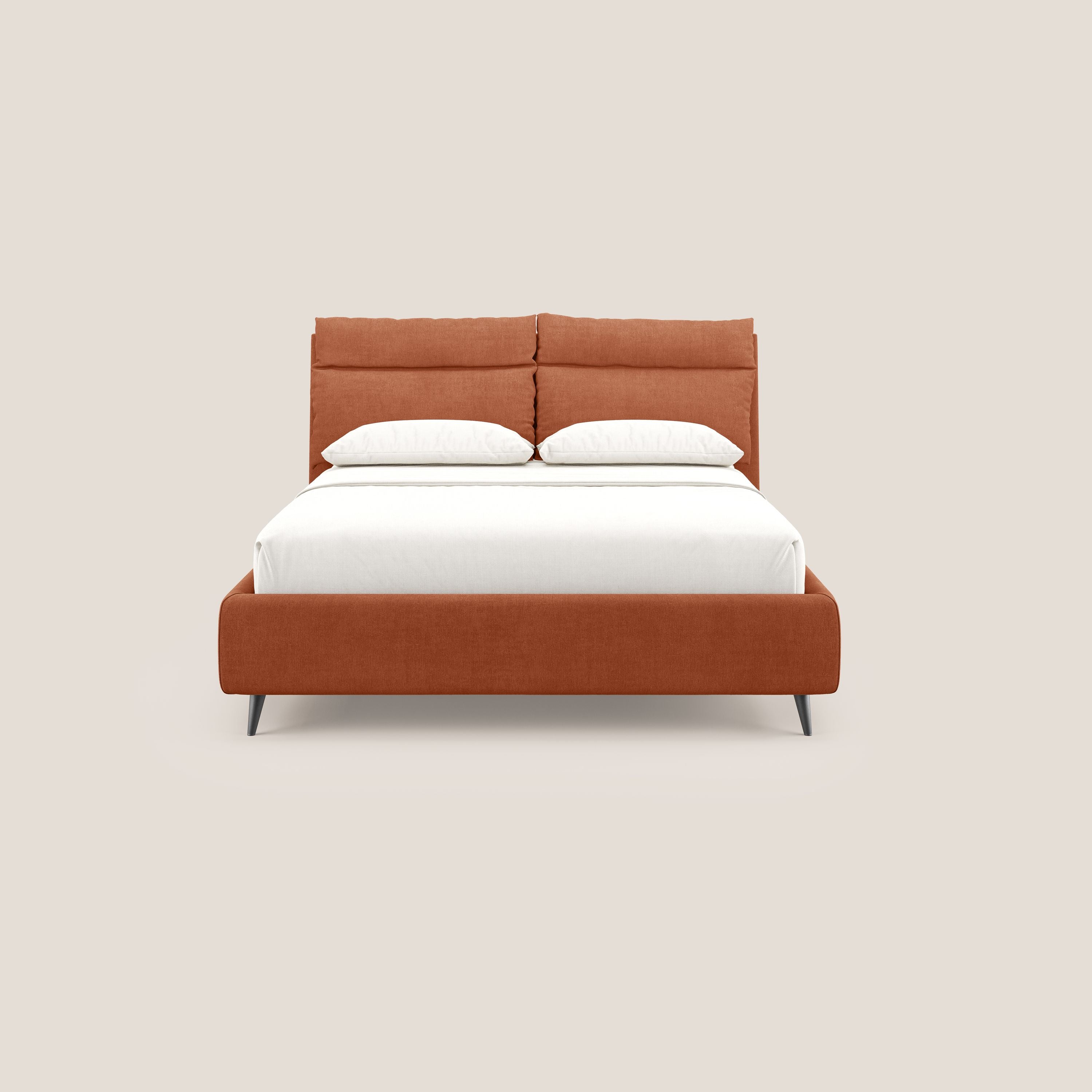 Jerry letto imbottito contenitore e cuscini reclinabili in tessuto smacchiabile T17 arancio - divani.store