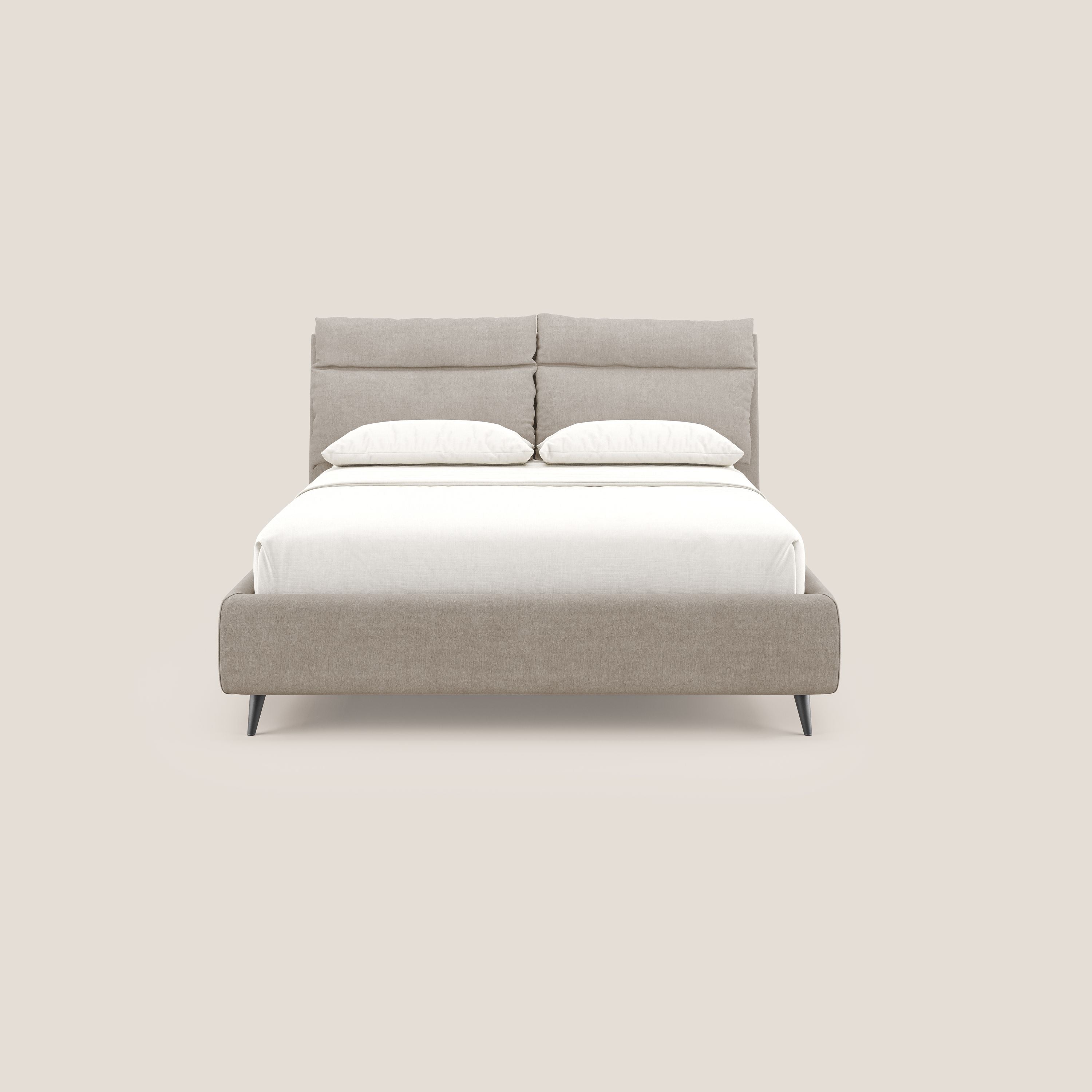 Jerry letto imbottito contenitore e cuscini reclinabili in tessuto smacchiabile T17 beige - divani.store