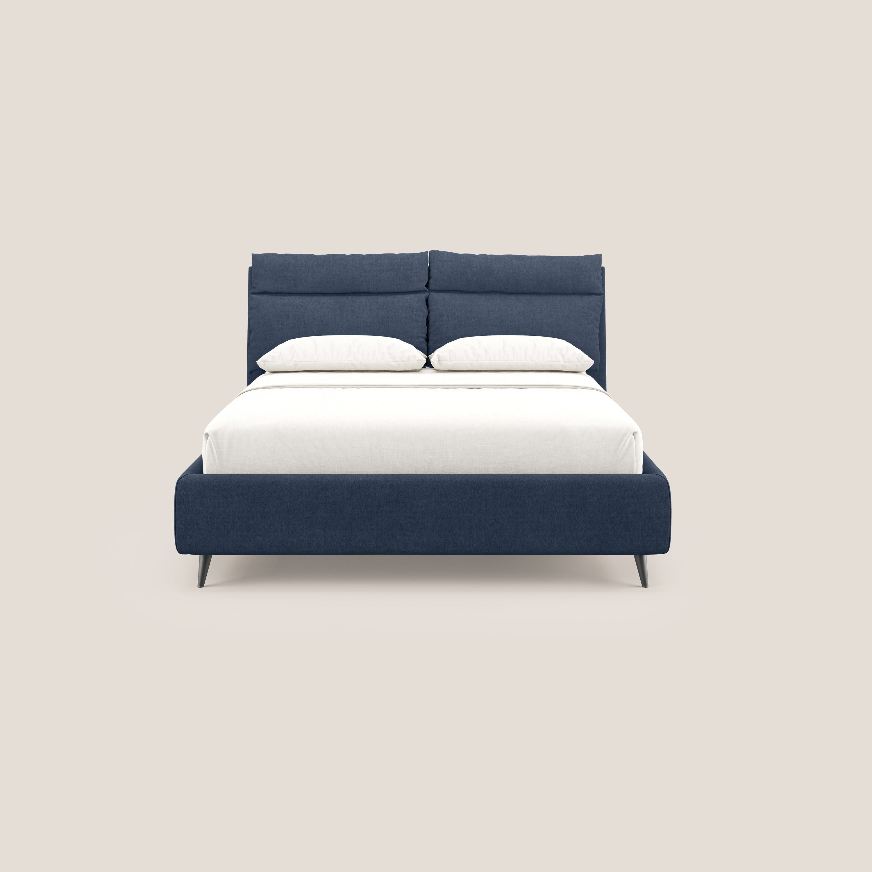 Jerry letto imbottito contenitore e cuscini reclinabili in tessuto smacchiabile T17 blu - divani.store