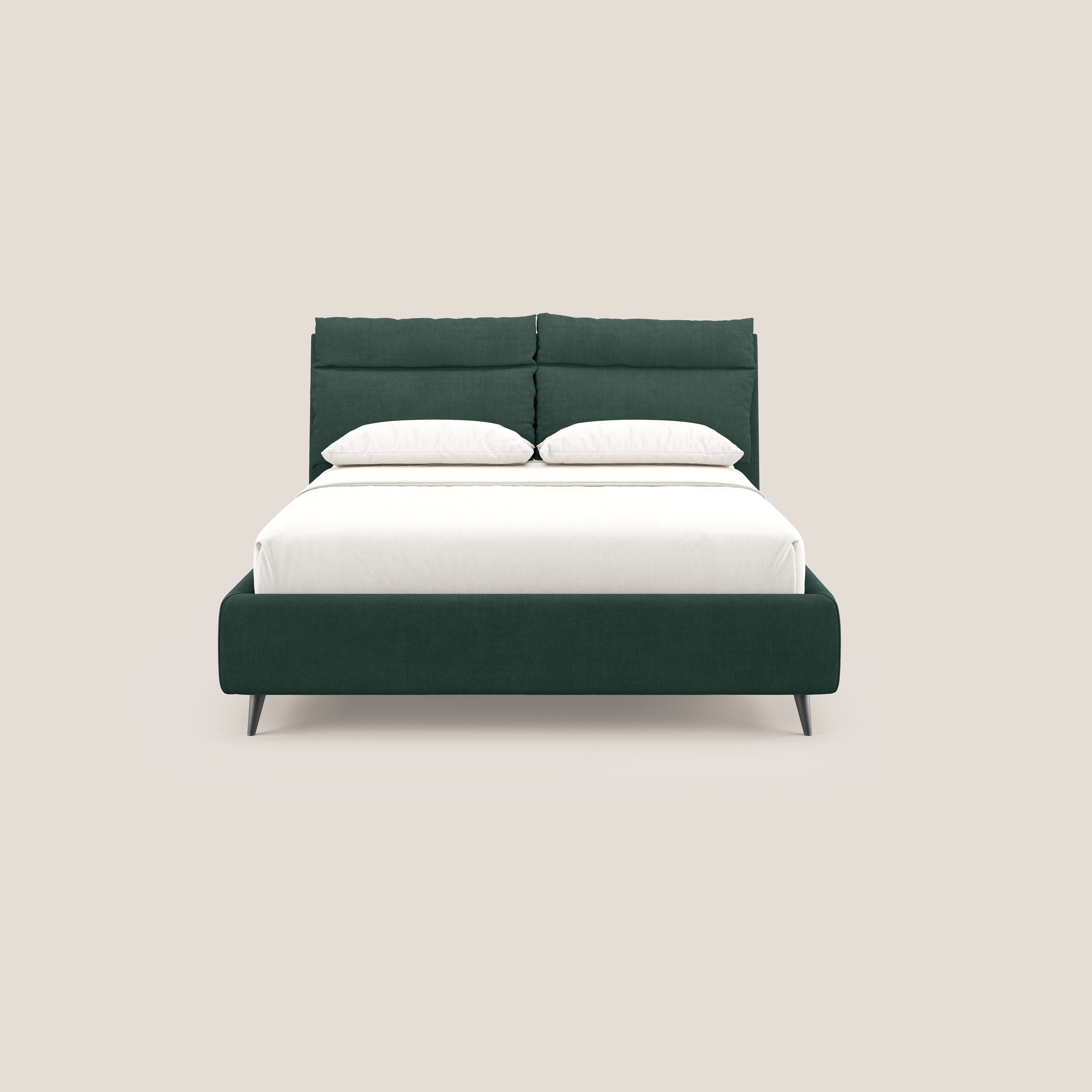 Jerry letto imbottito contenitore e cuscini reclinabili in tessuto smacchiabile T17 verde - divani.store