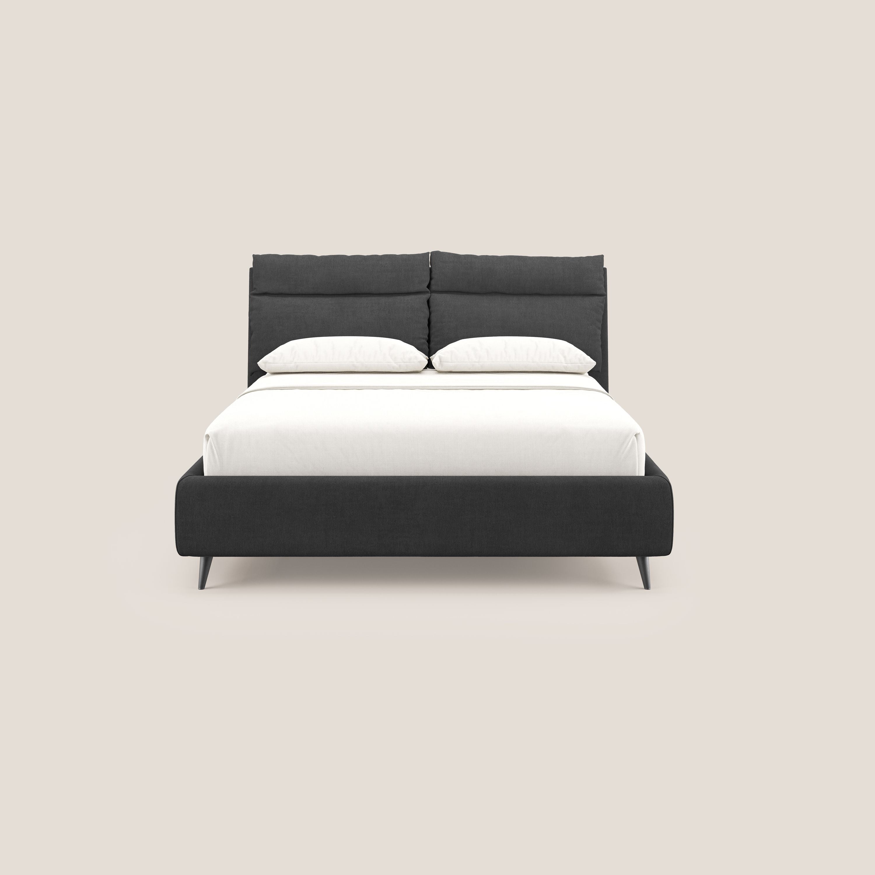 Jerry letto imbottito contenitore e cuscini reclinabili in tessuto smacchiabile T17 antracite - divani.store