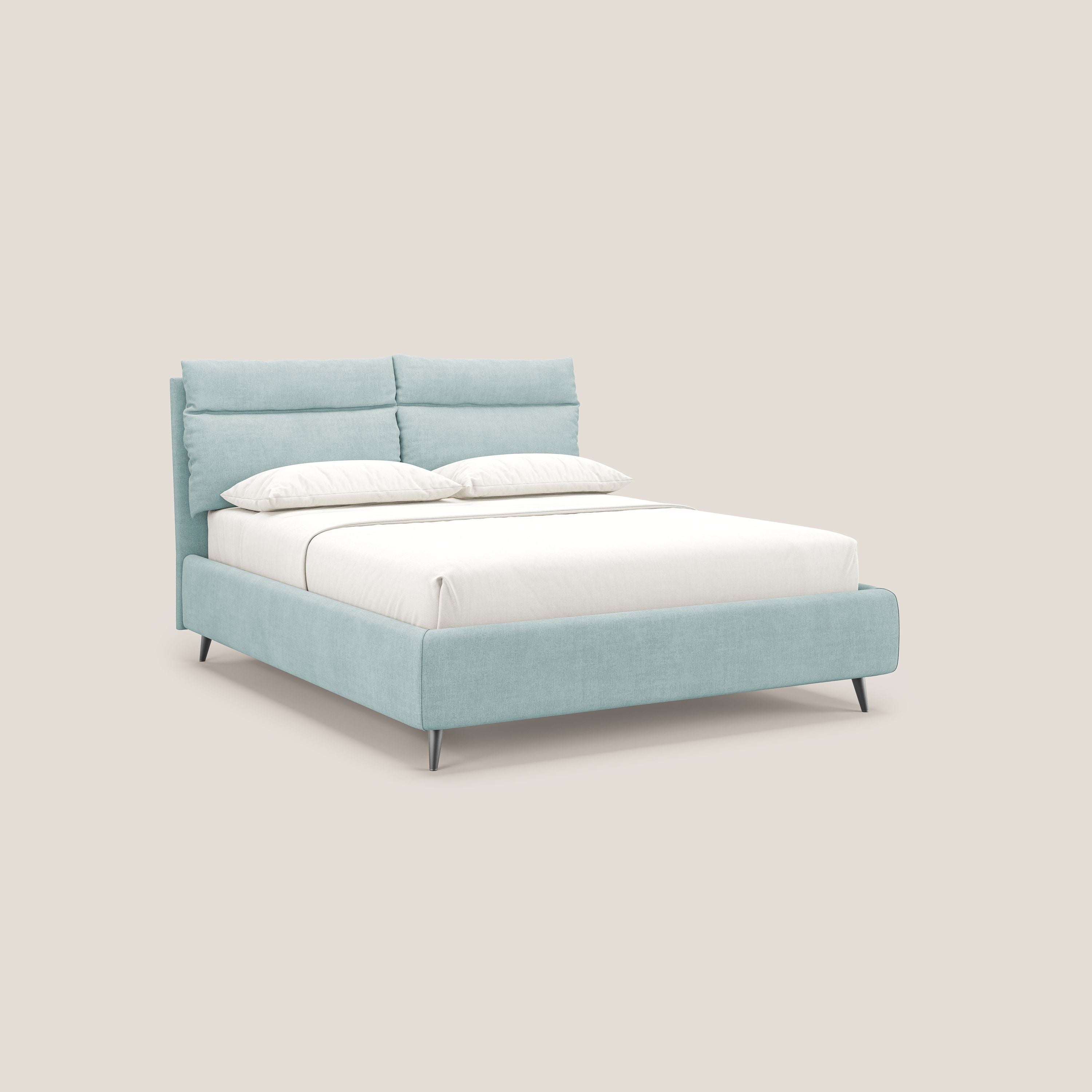 Jerry letto imbottito contenitore e cuscini reclinabili in tessuto smacchiabile T17 verde acqua - divani.store