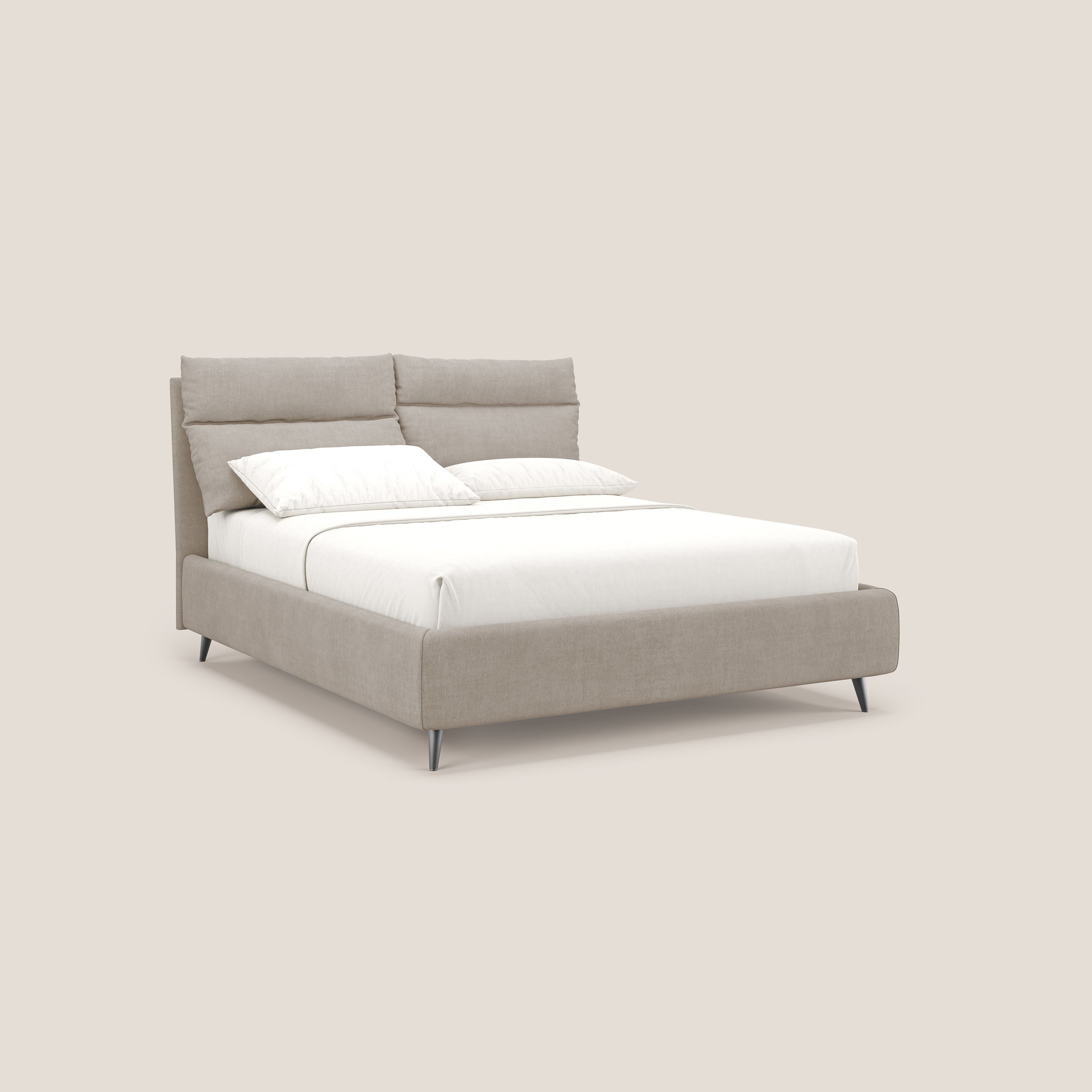 Jerry letto imbottito contenitore e cuscini reclinabili in tessuto smacchiabile T17 beige - divani.store