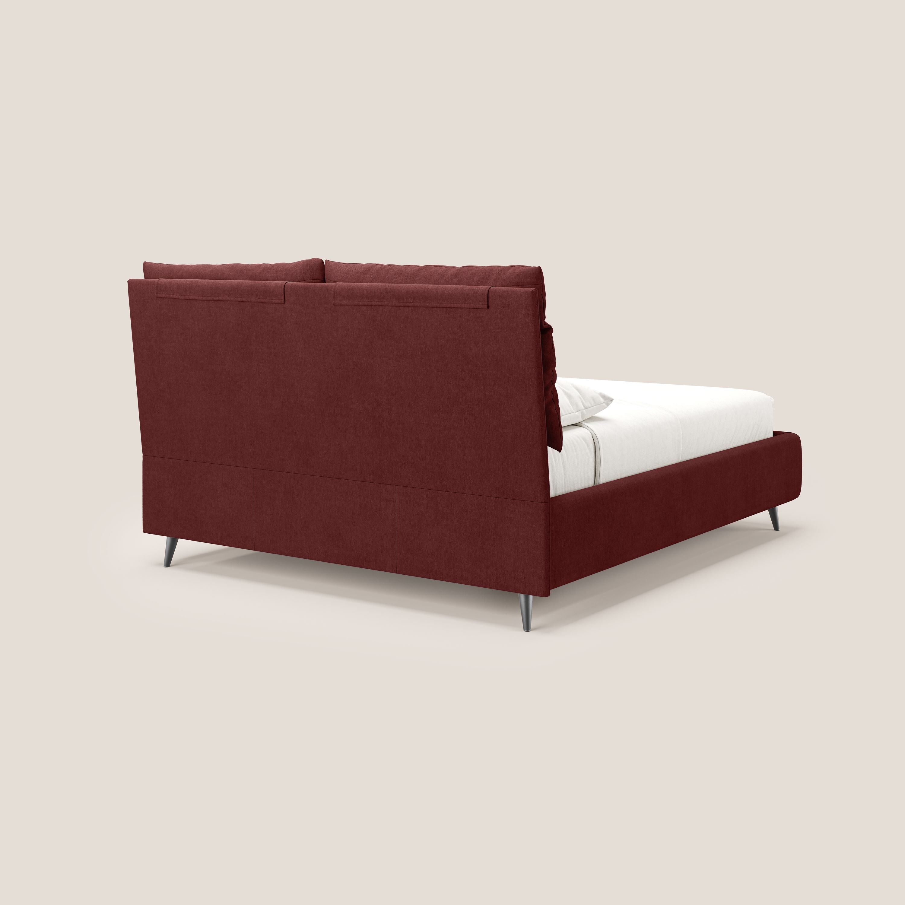 Jerry letto imbottito contenitore e cuscini reclinabili in tessuto smacchiabile T17 rosso - divani.store