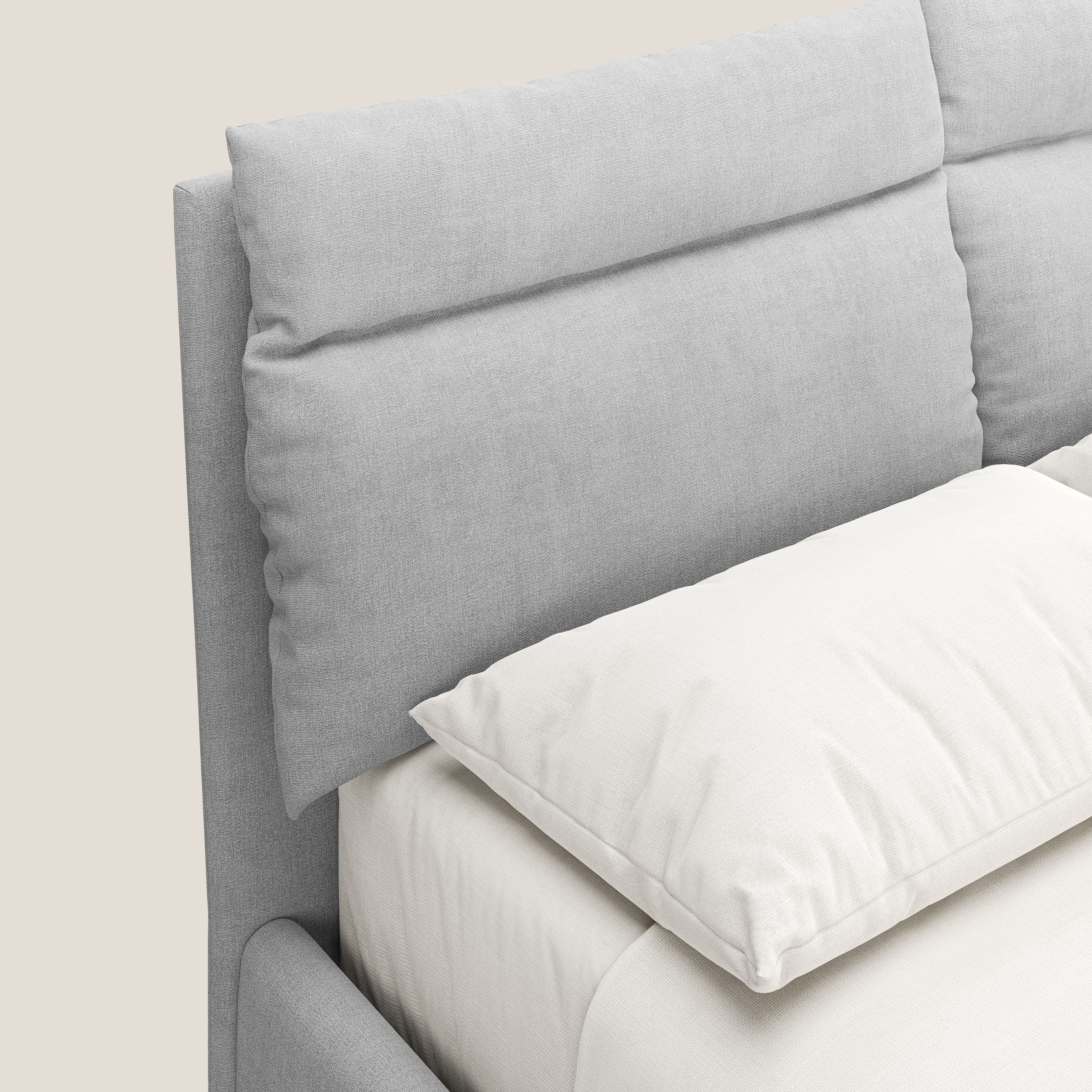 Jerry letto imbottito contenitore e cuscini reclinabili in tessuto smacchiabile T17 grigio - divani.store