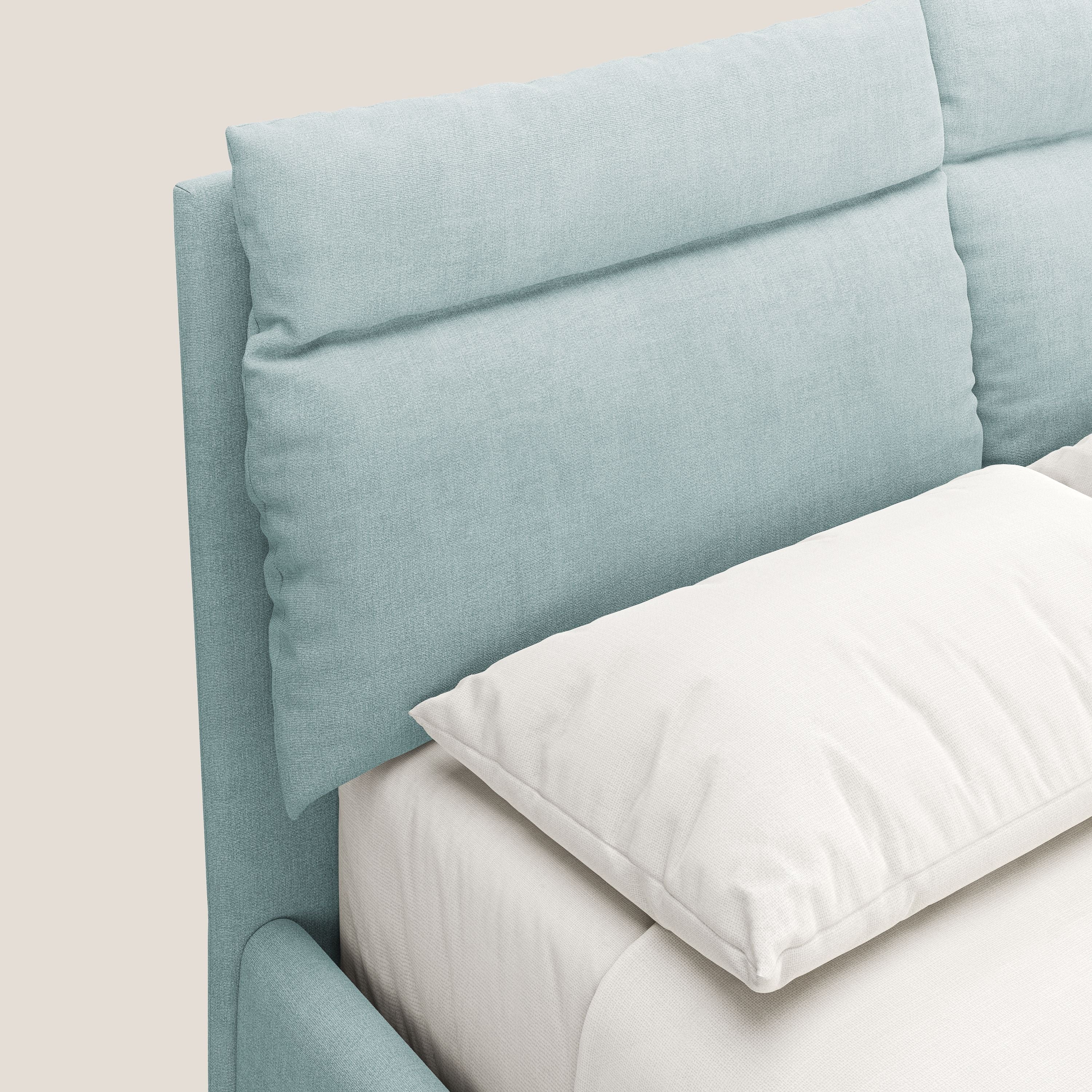 Jerry letto imbottito contenitore e cuscini reclinabili in tessuto smacchiabile T17 verde acqua - divani.store