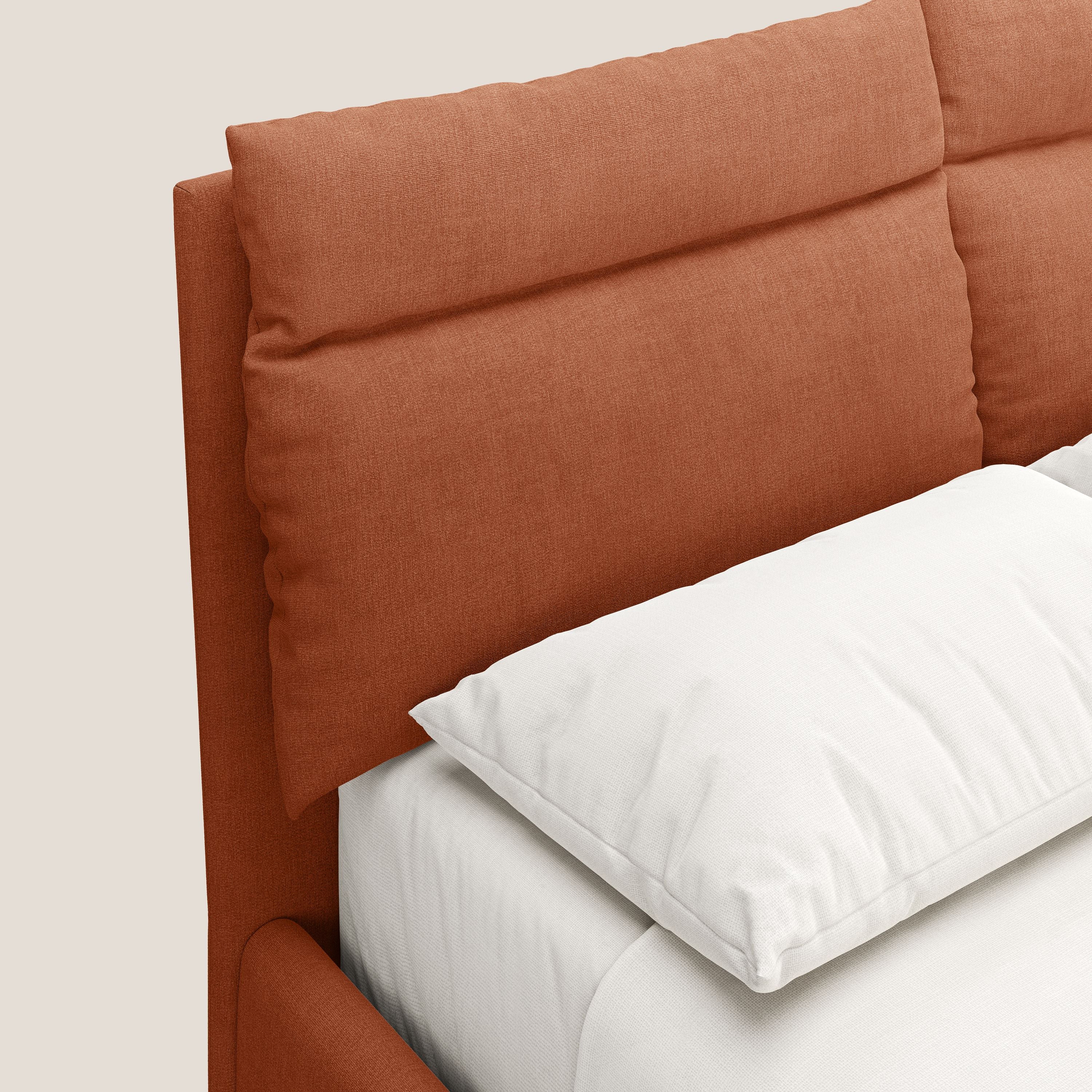 Jerry letto imbottito contenitore e cuscini reclinabili in tessuto smacchiabile T17 arancio - divani.store
