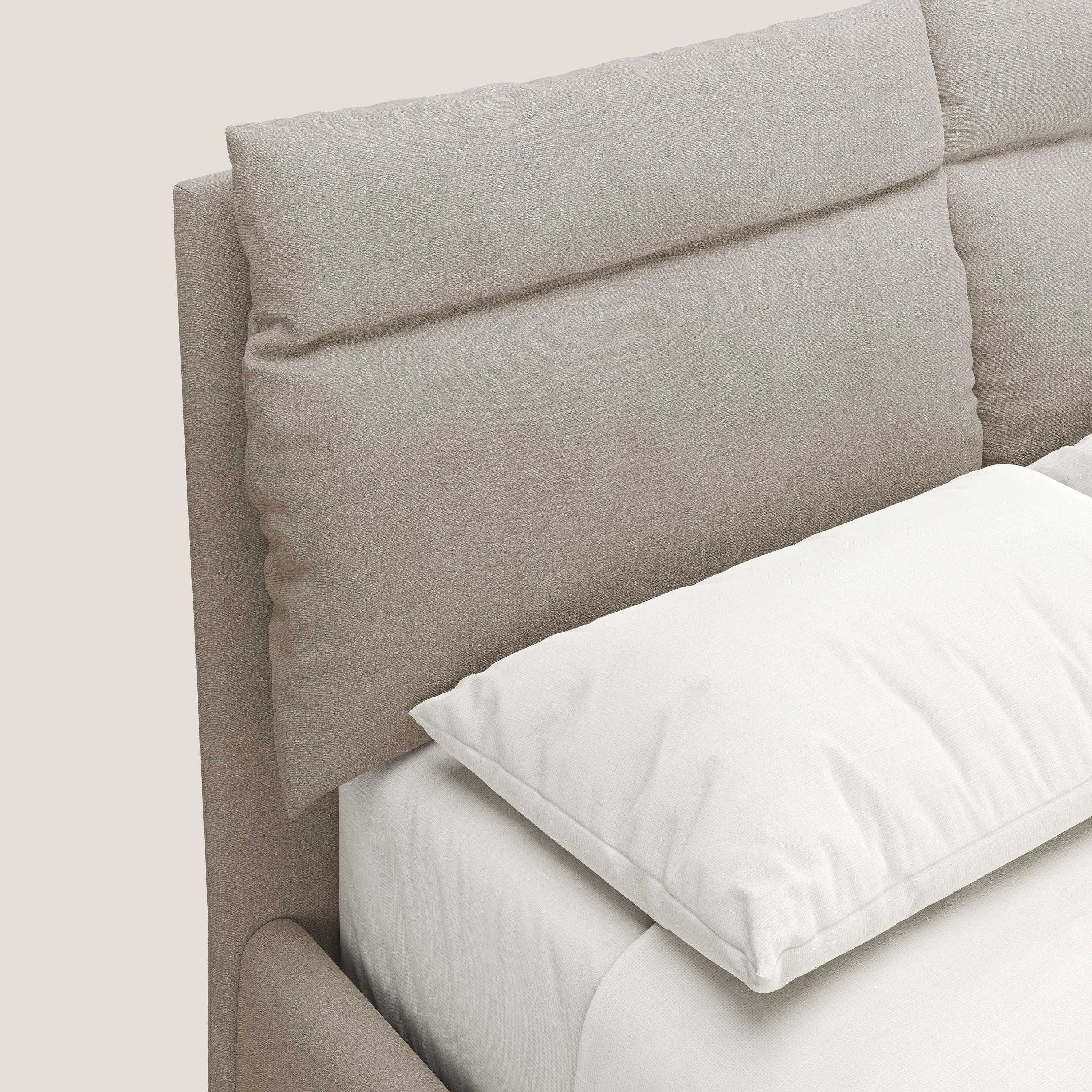 Jerry letto imbottito contenitore e cuscini reclinabili in tessuto smacchiabile T17 beige - divani.store