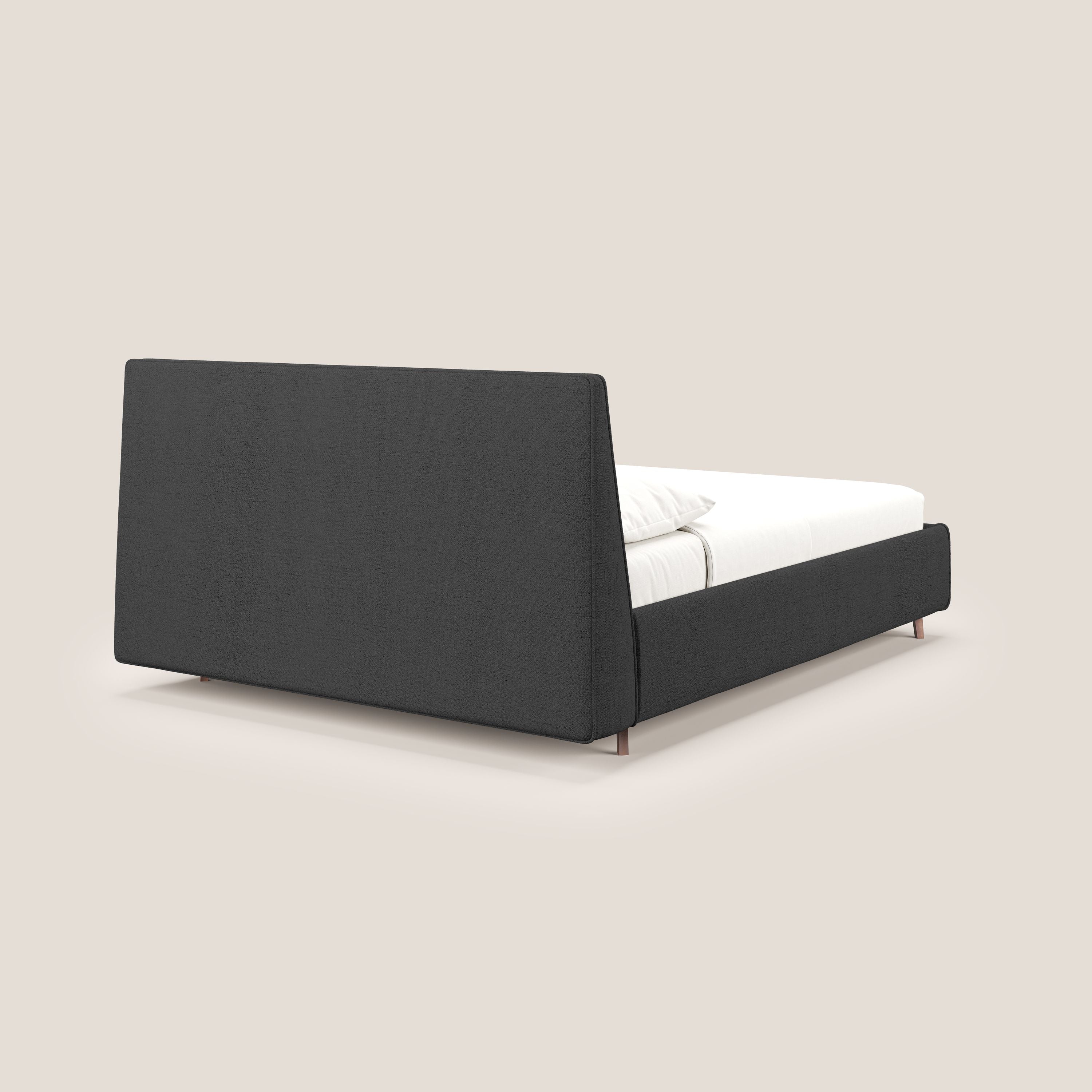 Justin letto imbottito contenitore e sfoderabile in tessuto fiammato impermeabile T03 antracite - divani.store