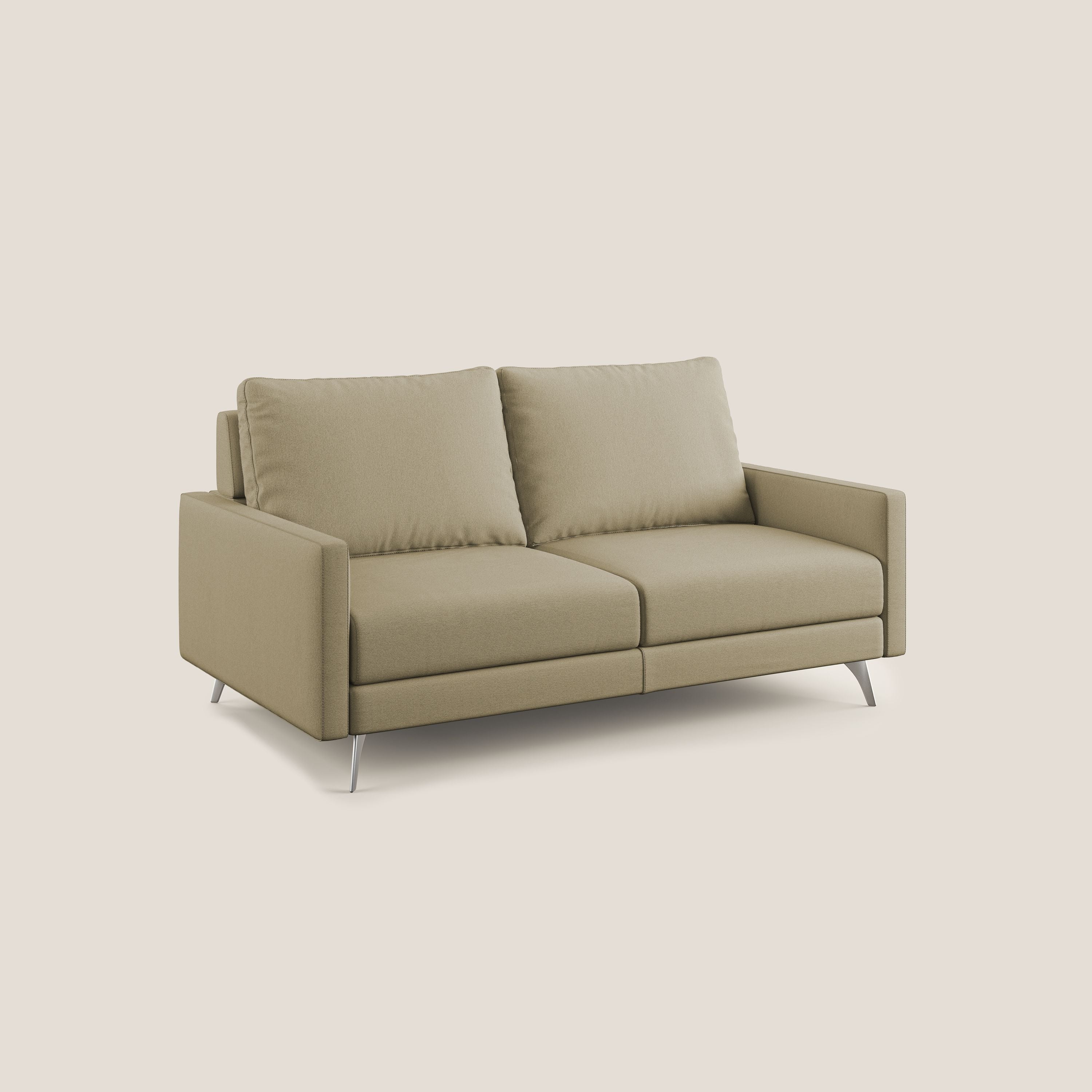 Klimt divano con sedute allungabili e schienali in piuma d'oca in tessuto smacchiabile T05 cammello - divani.store