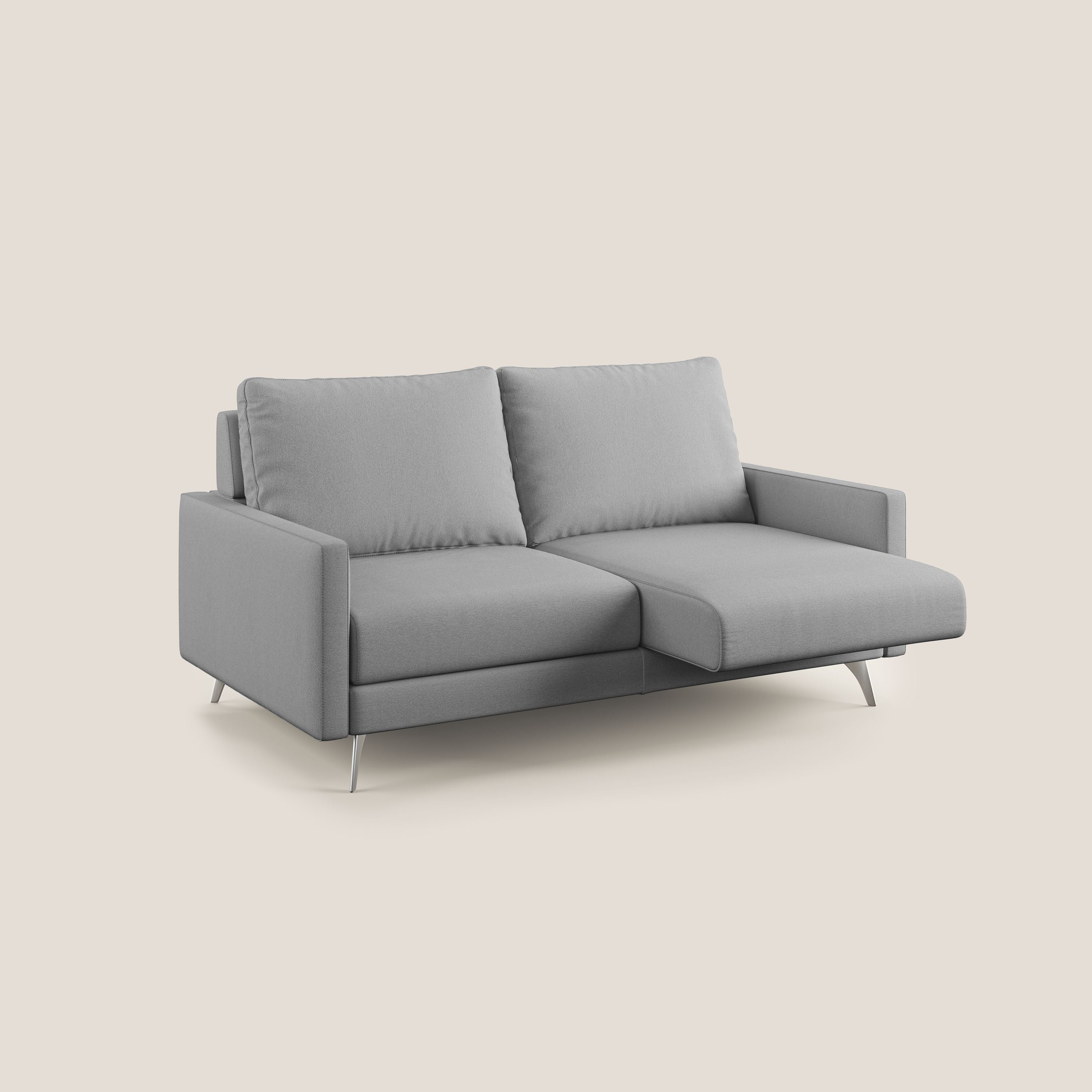 Klimt divano con sedute allungabili e schienali in piuma d'oca in tessuto smacchiabile T05 grigio - divani.store