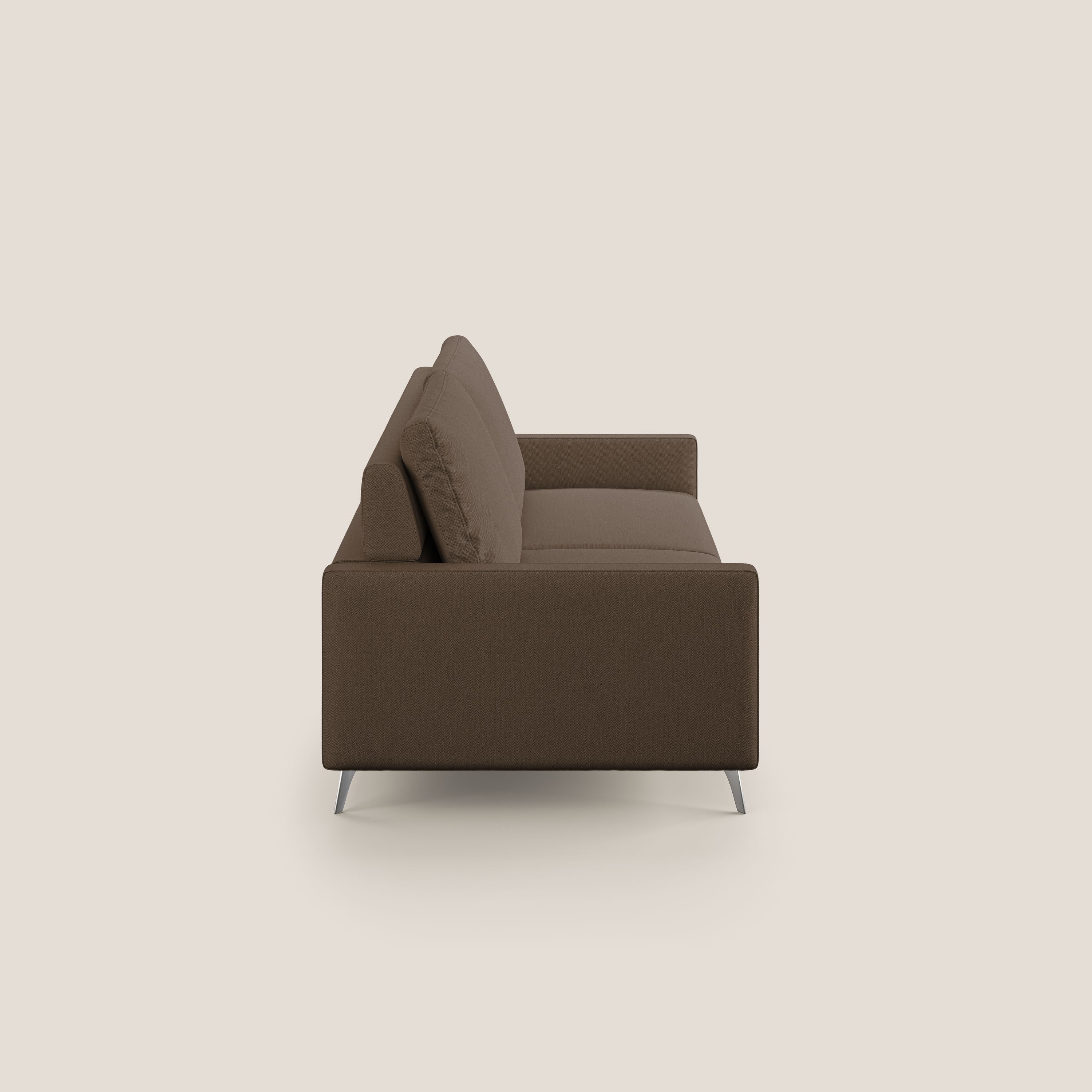 Klimt divano con sedute allungabili e schienali in piuma d'oca in tessuto smacchiabile T05 marrone - divani.store