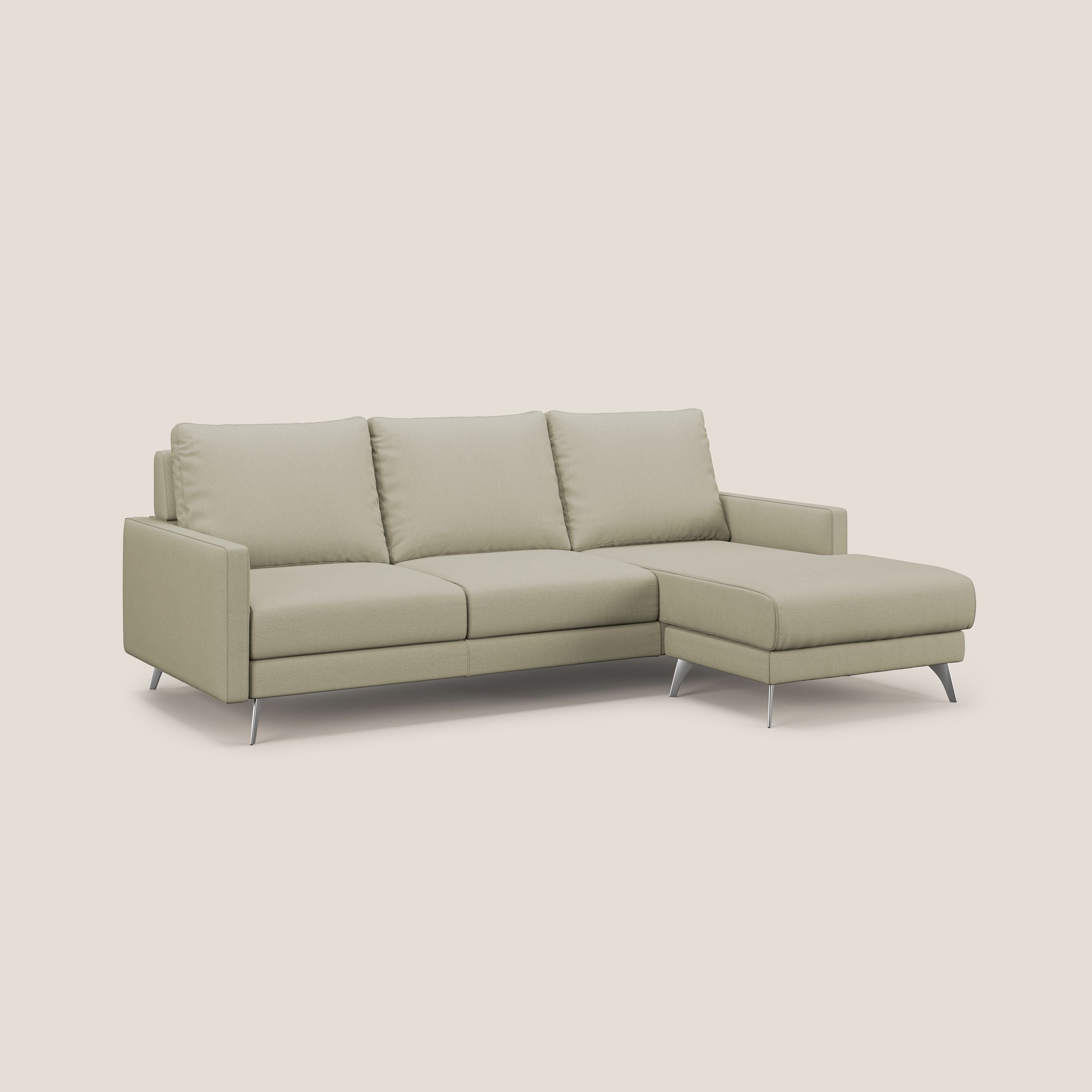 Klimt Divano angolare con sedute scorrevoli in tessuto morbido smacchiabile T05 panna - divani.store