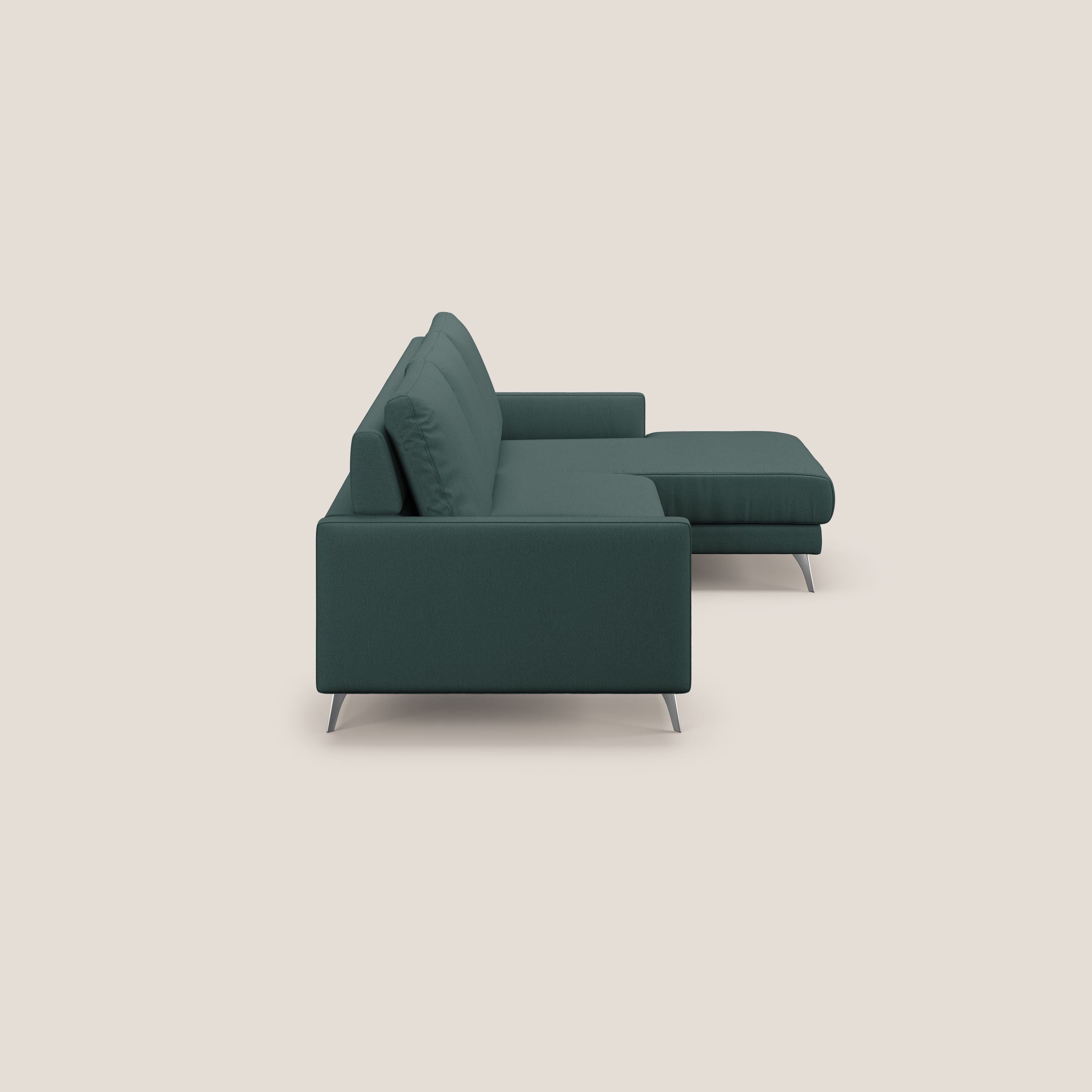 Klimt Divano angolare con sedute scorrevoli in tessuto morbido smacchiabile T05 verde - divani.store