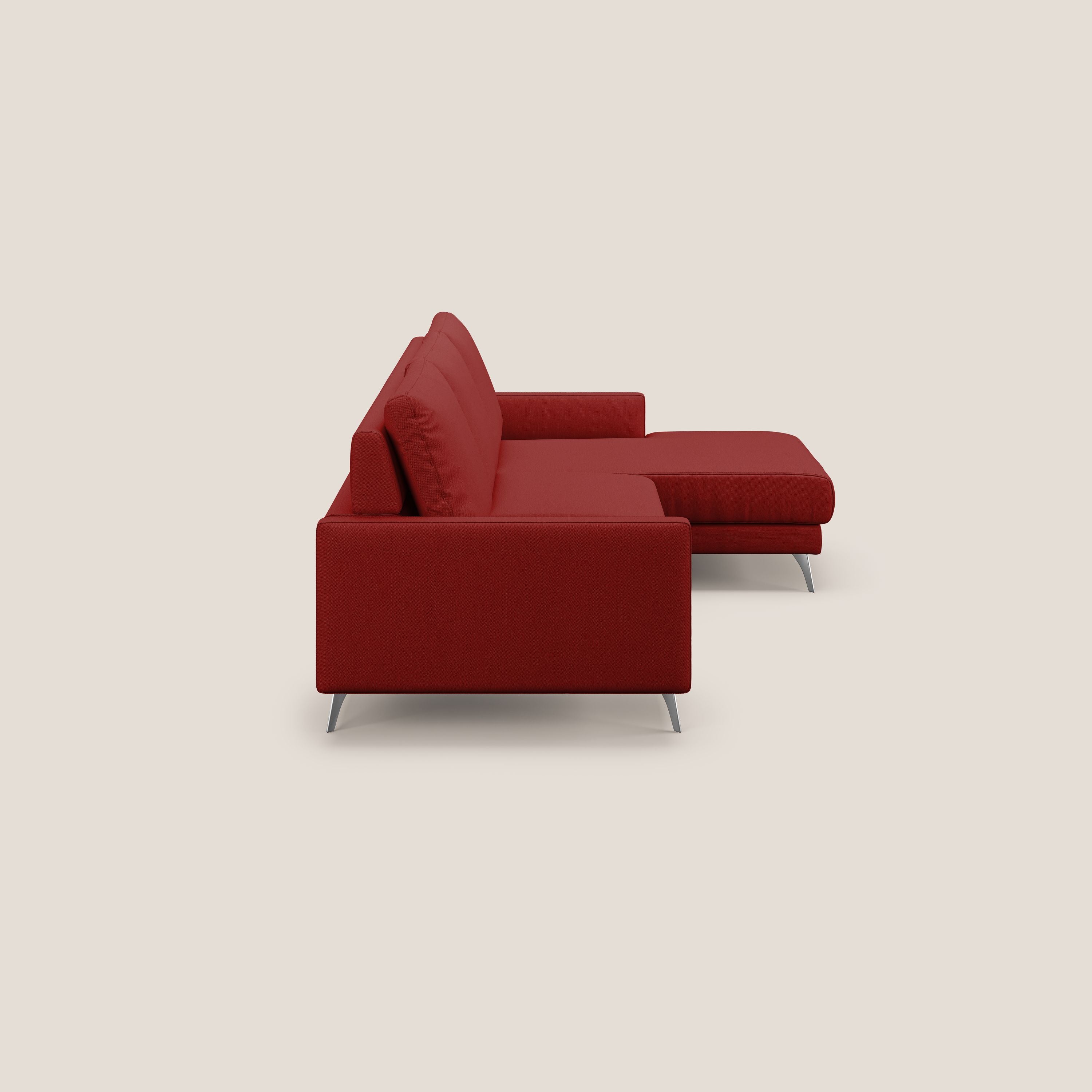 Klimt Divano angolare con sedute scorrevoli in tessuto morbido smacchiabile T05 rosso - divani.store