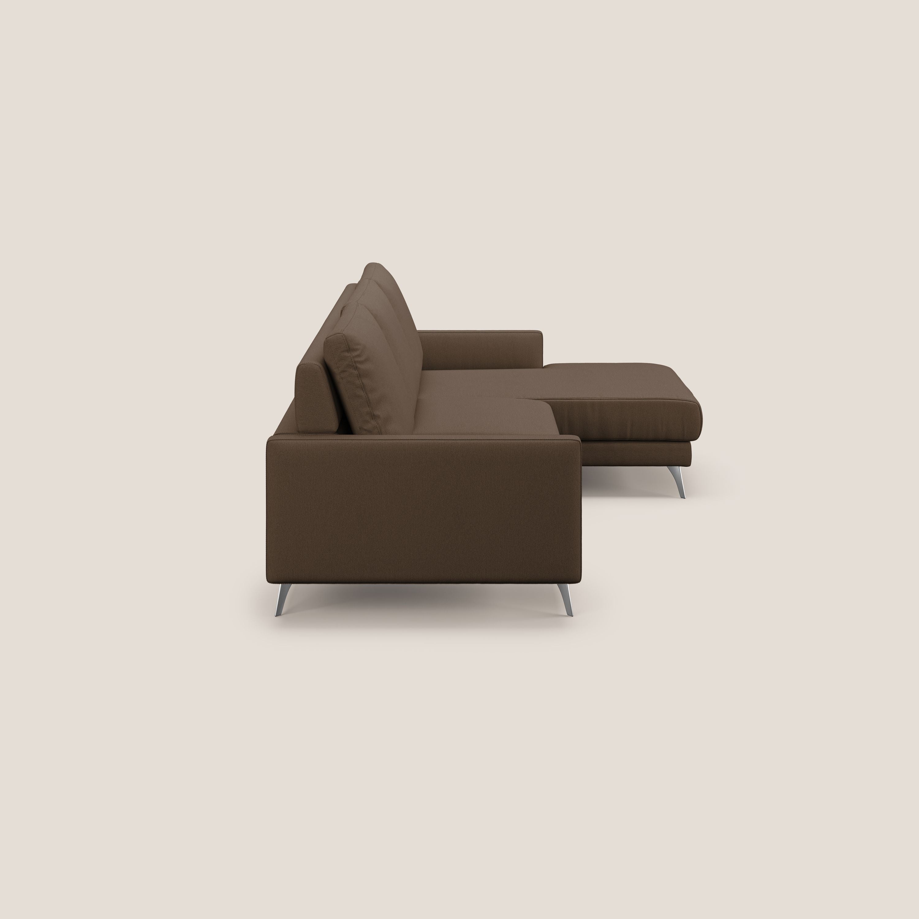 Klimt Divano angolare con sedute scorrevoli in tessuto morbido smacchiabile T05 marrone - divani.store