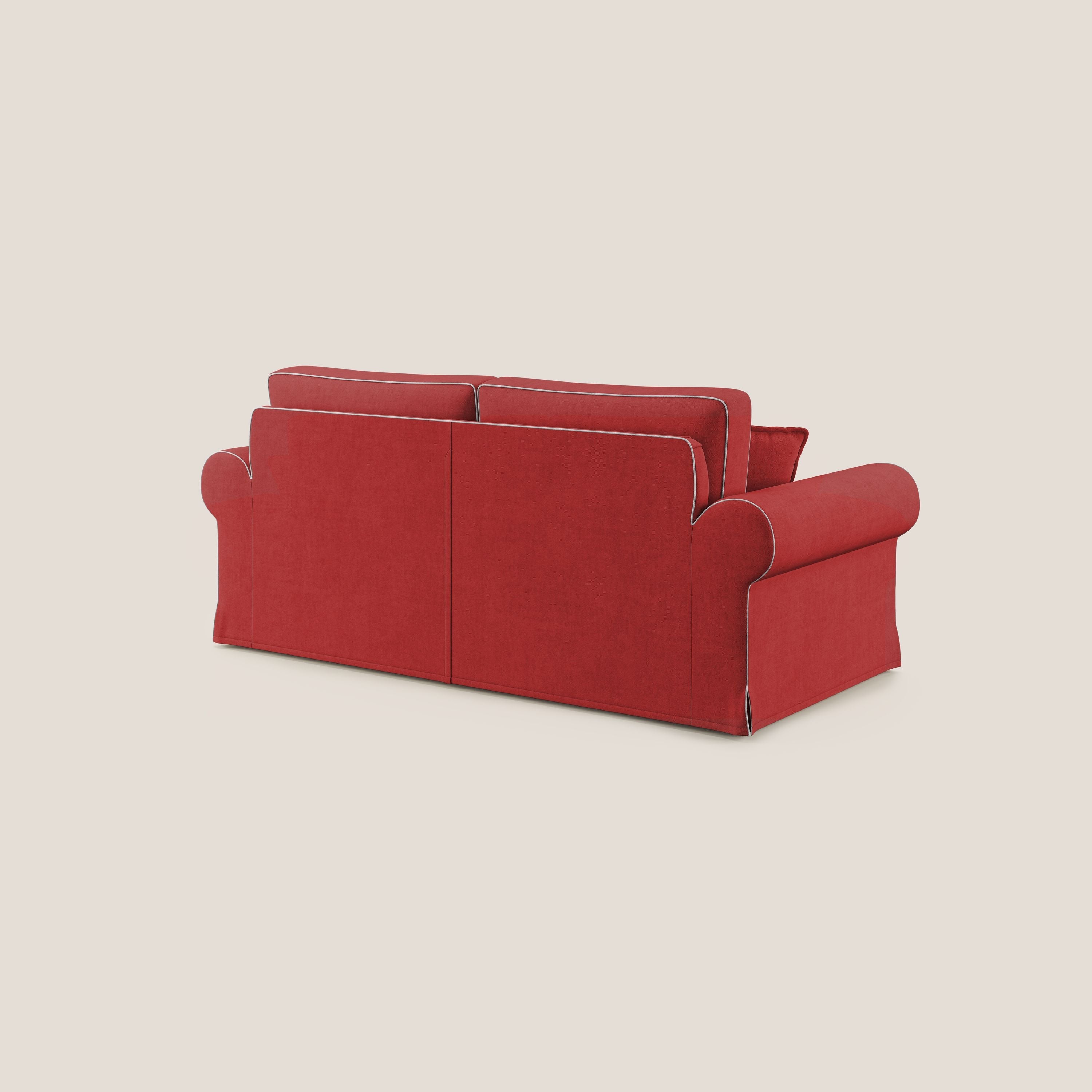 Lady divano classico bicolore in piuma d'oca realizzato con tessuto impermeabile T02 rosso - bianco - divani.store