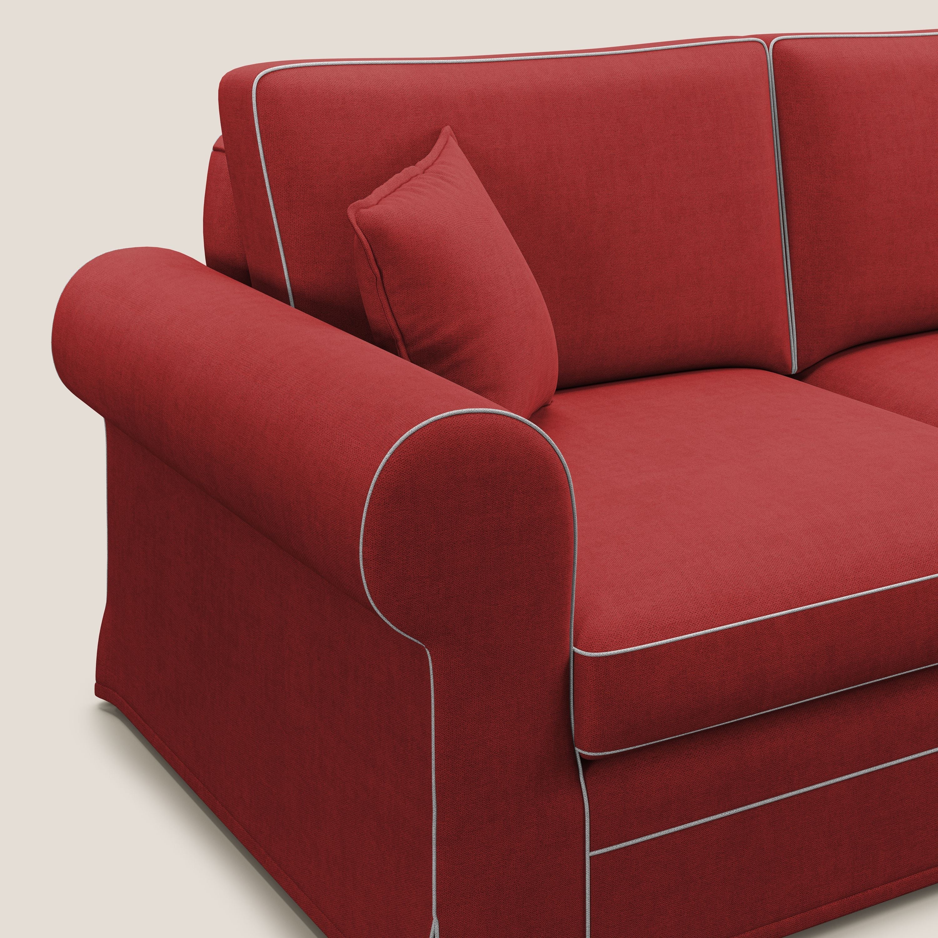 Lady divano classico bicolore in piuma d'oca realizzato con tessuto impermeabile T02 rosso - bianco - divani.store