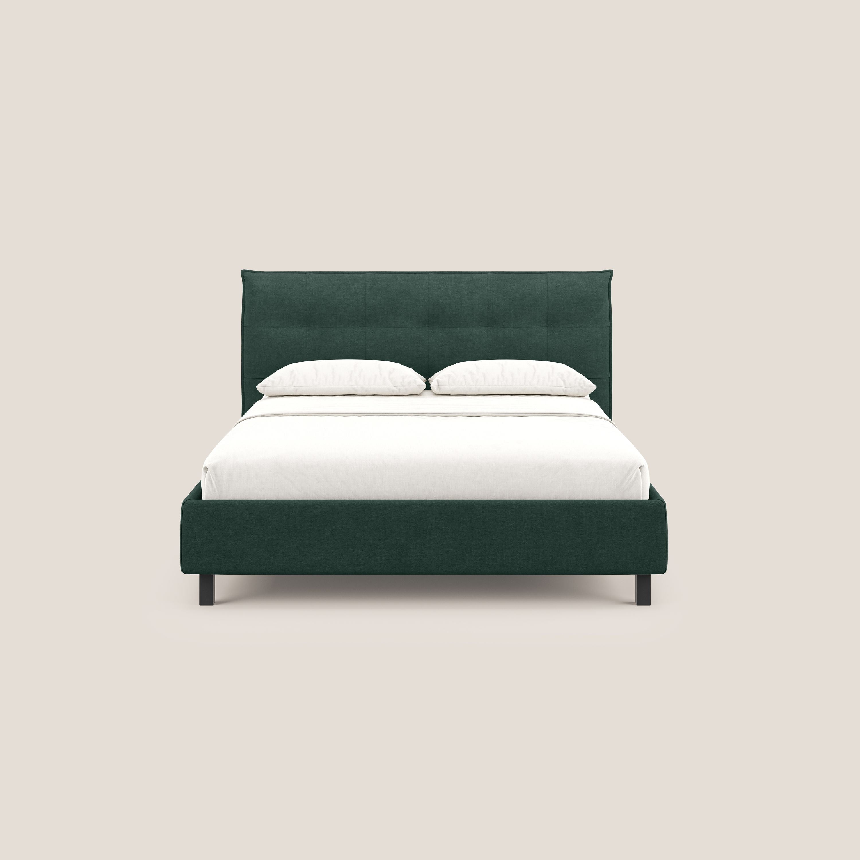Liam letto contenitore con testata trapuntata in tessuto smacchiabile T17 verde - divani.store