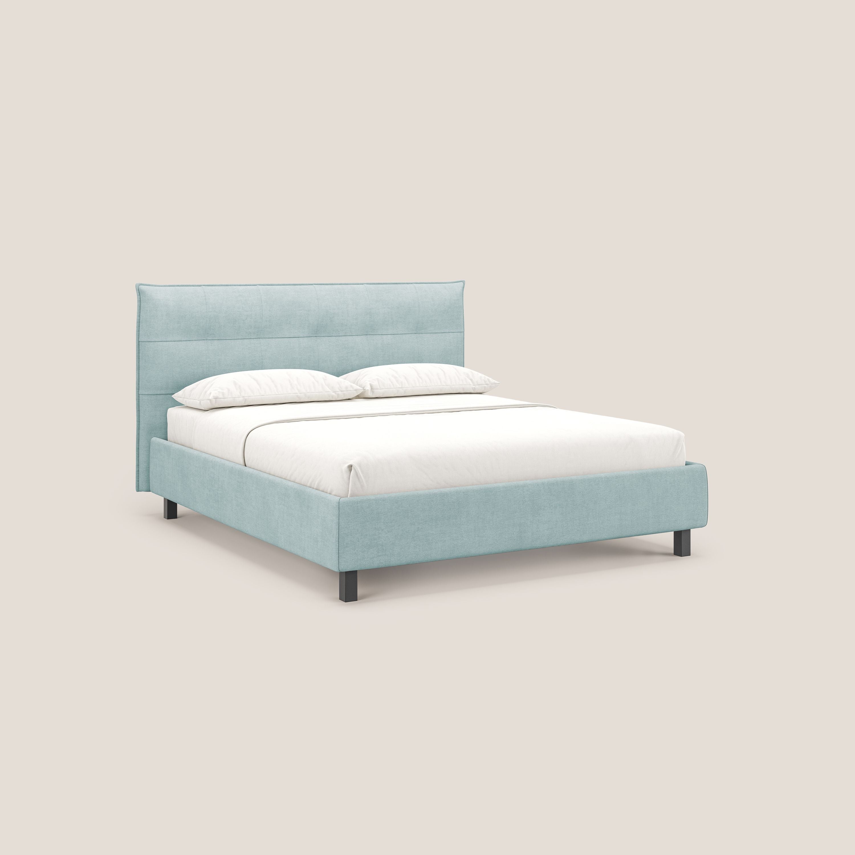 Liam letto contenitore con testata trapuntata in tessuto smacchiabile T17 verde acqua - divani.store