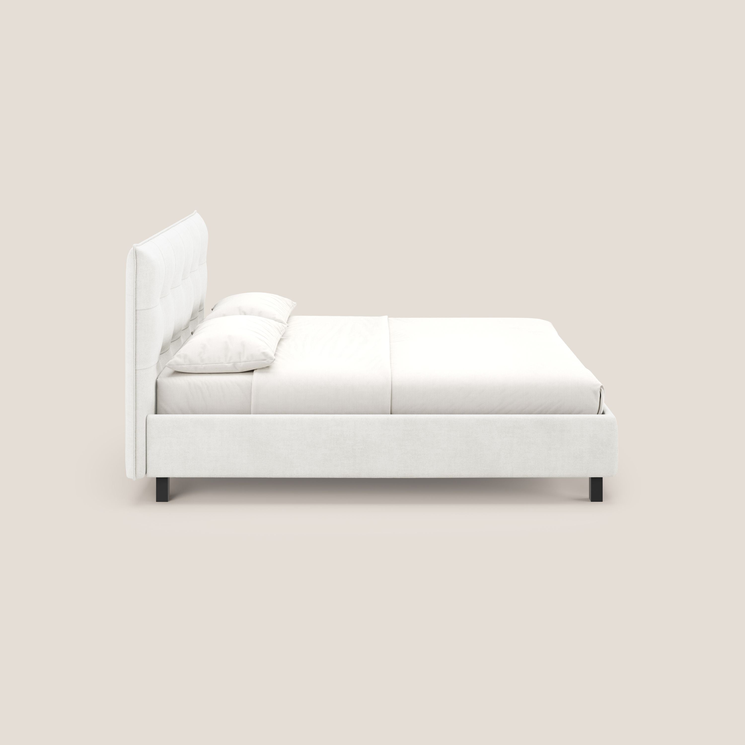 Liam letto contenitore con testata trapuntata in tessuto smacchiabile T17 bianco - divani.store