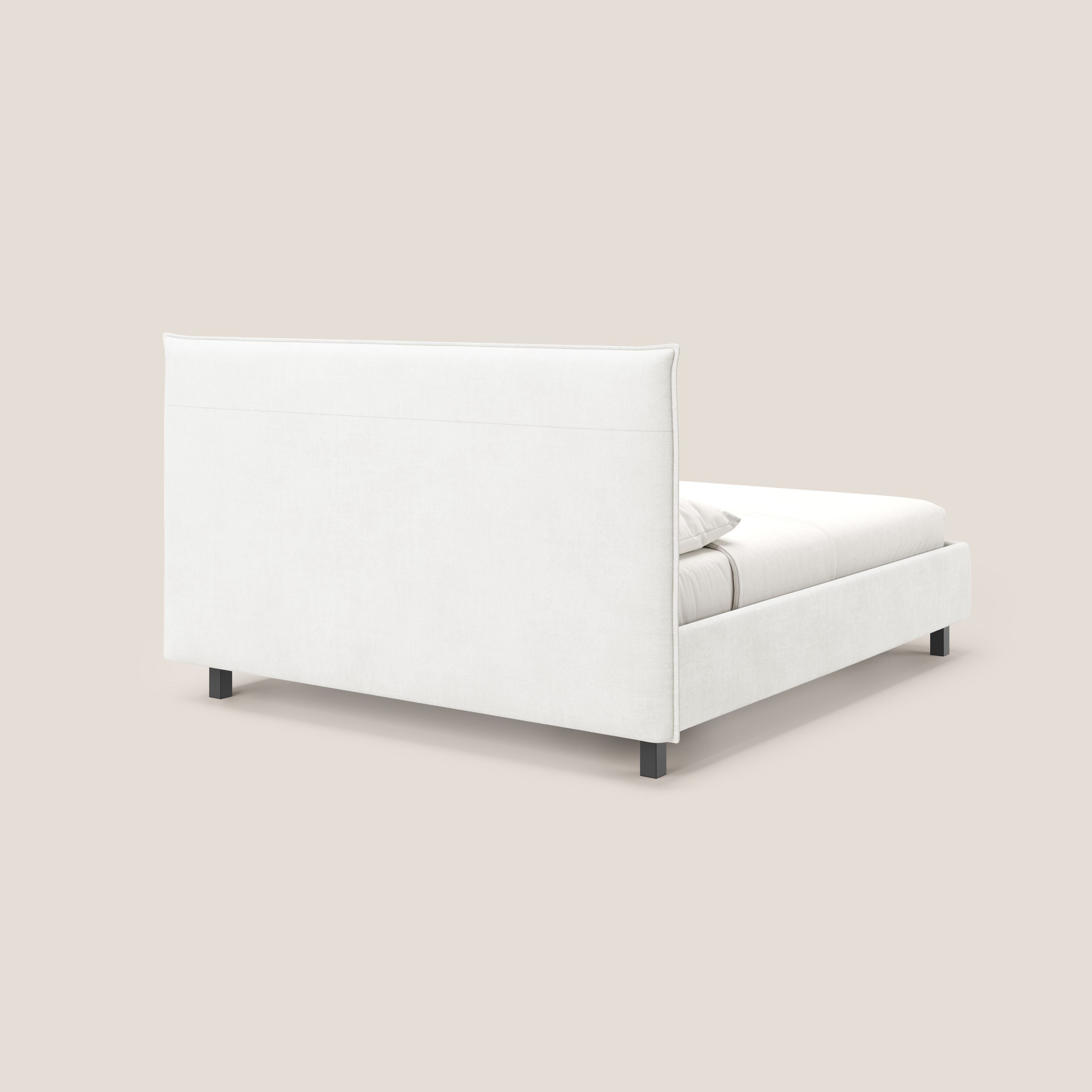 Liam letto contenitore con testata trapuntata in tessuto smacchiabile T17 bianco - divani.store