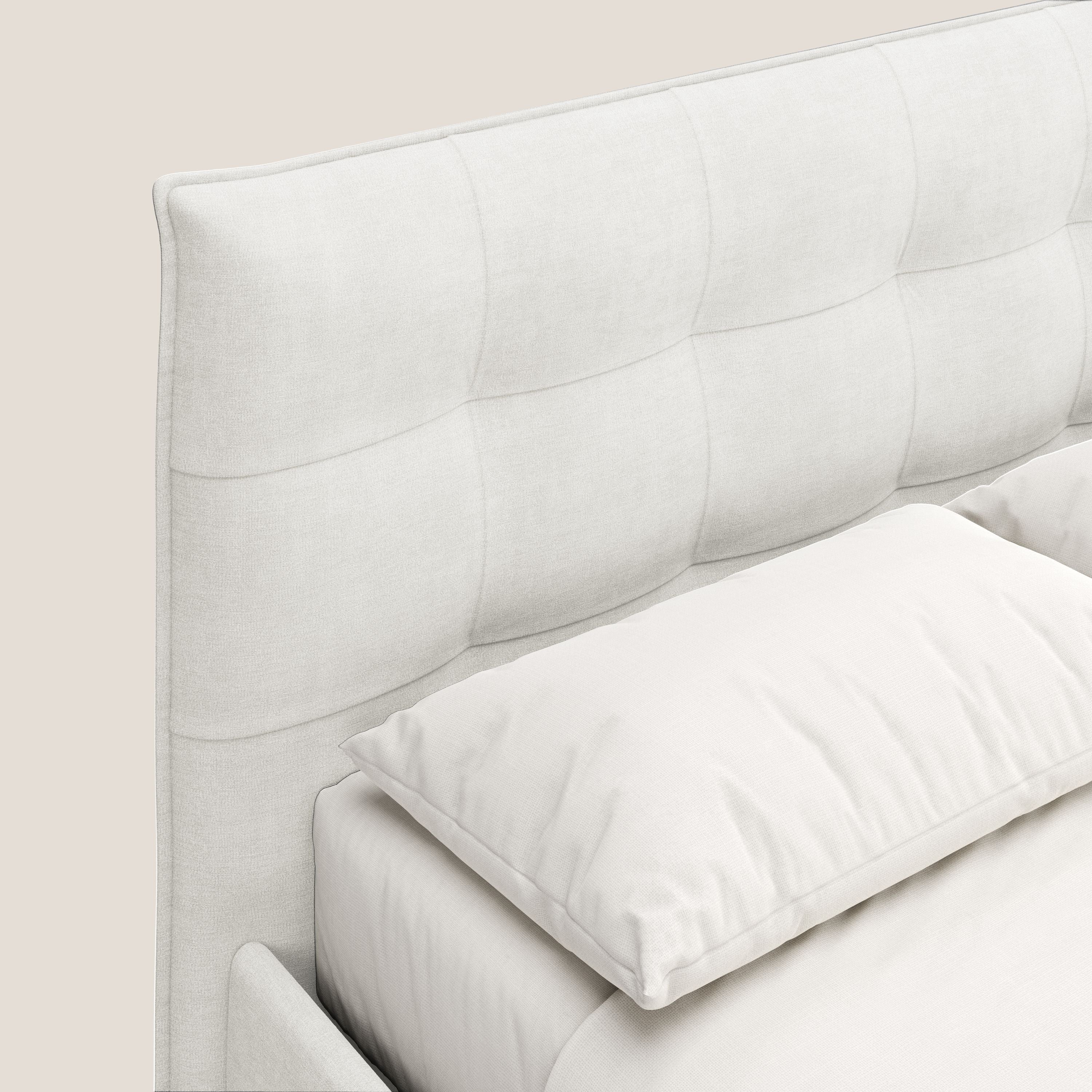 Liam letto contenitore con testata trapuntata in tessuto smacchiabile T17 bianco - divani.store