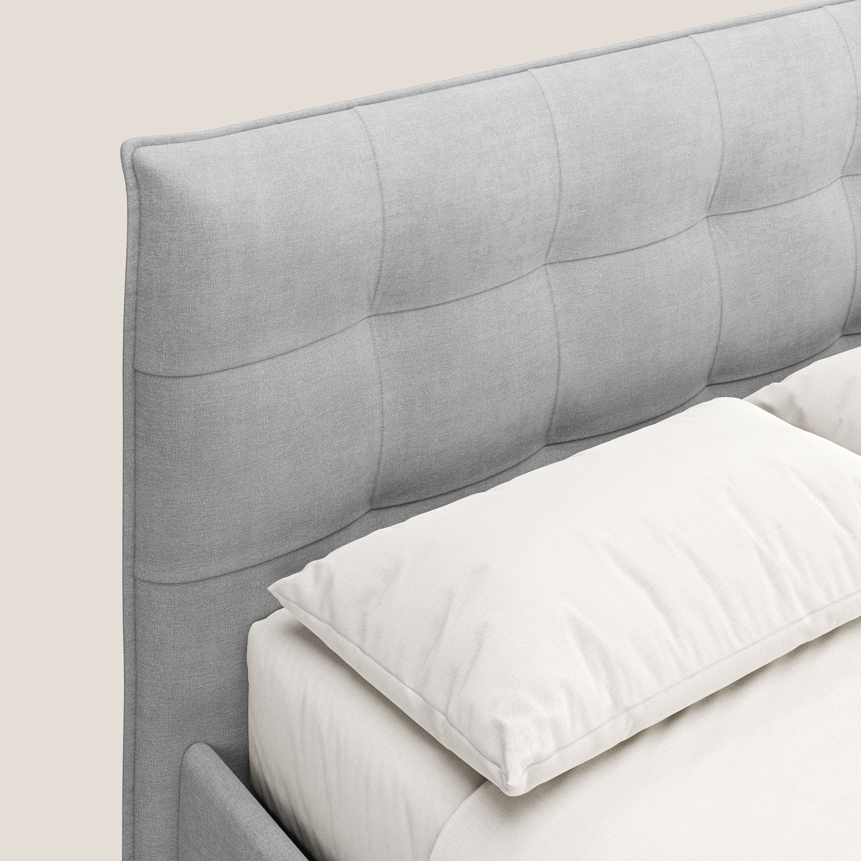 Liam letto contenitore con testata trapuntata in tessuto smacchiabile T17 grigio - divani.store