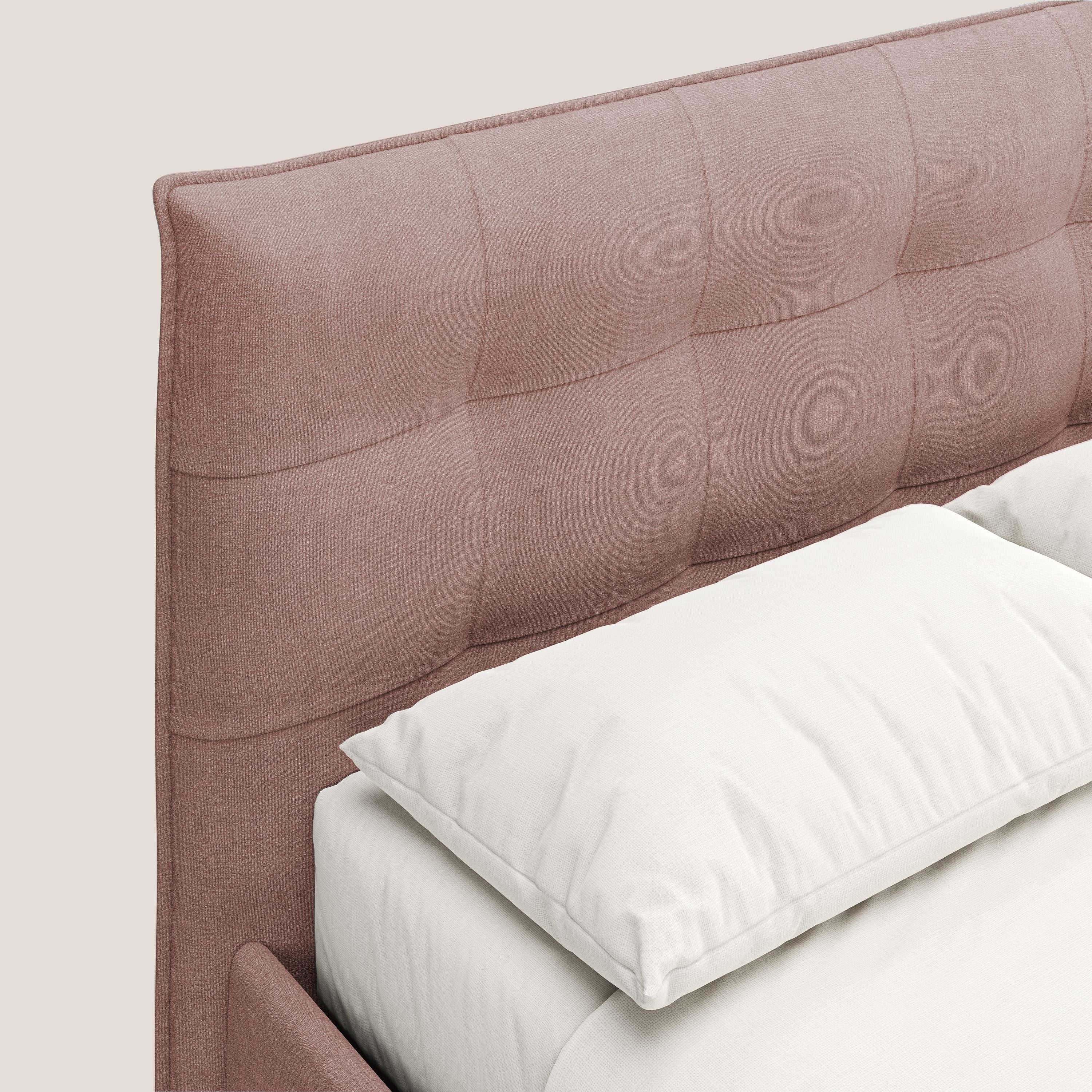 Liam letto contenitore con testata trapuntata in tessuto smacchiabile T17 rosa - divani.store