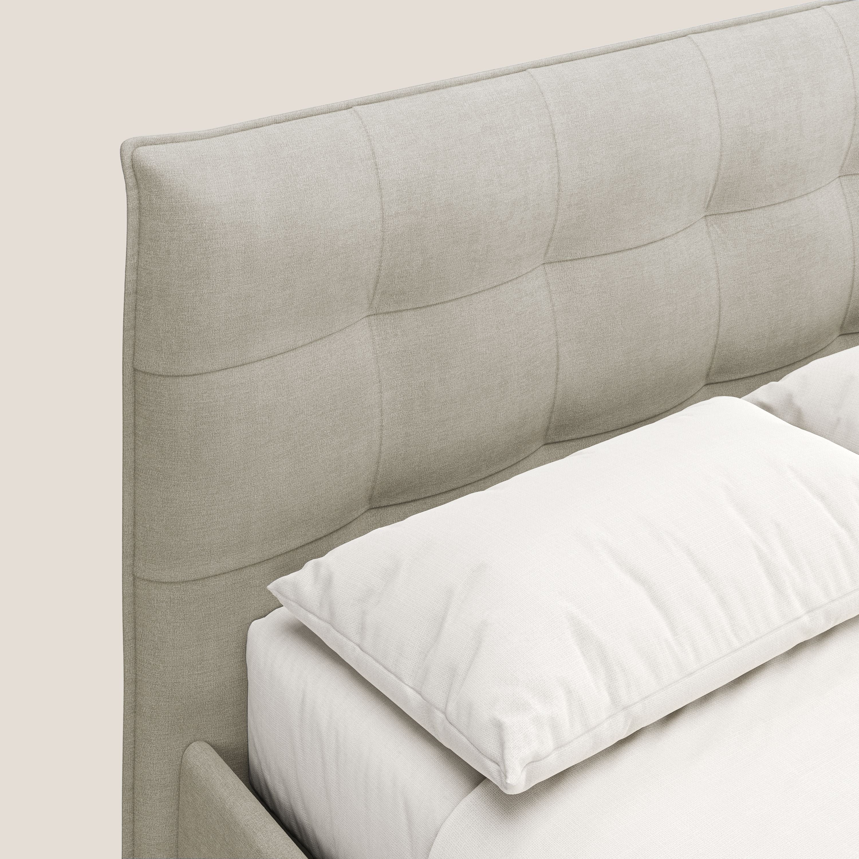 Liam letto contenitore con testata trapuntata in tessuto smacchiabile T17 panna - divani.store