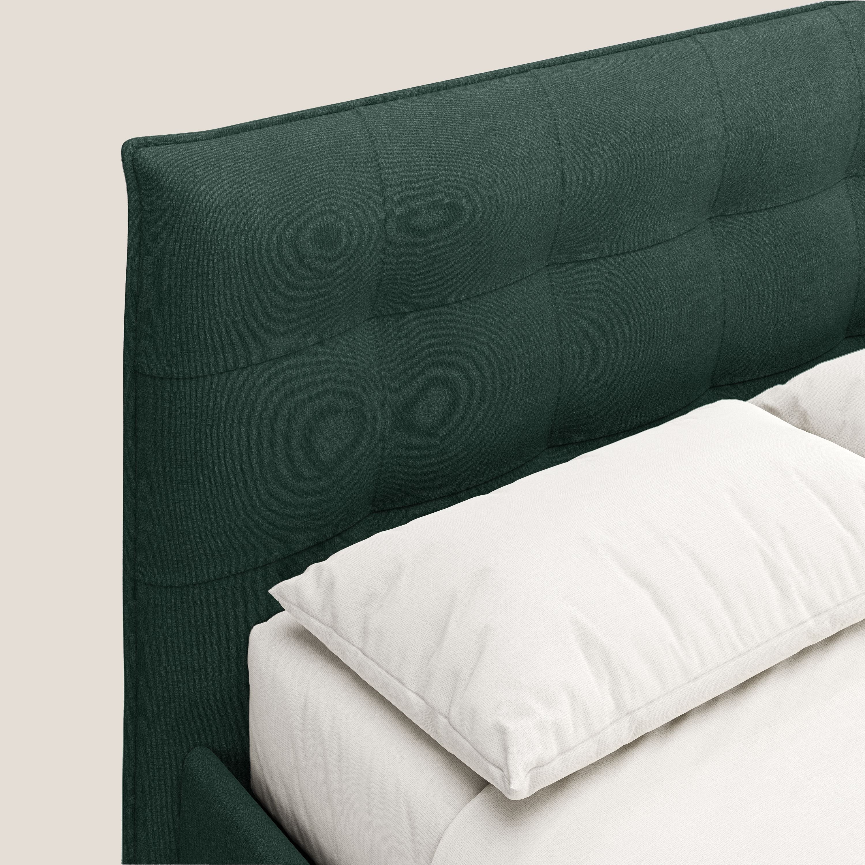 Liam letto contenitore con testata trapuntata in tessuto smacchiabile T17 verde - divani.store