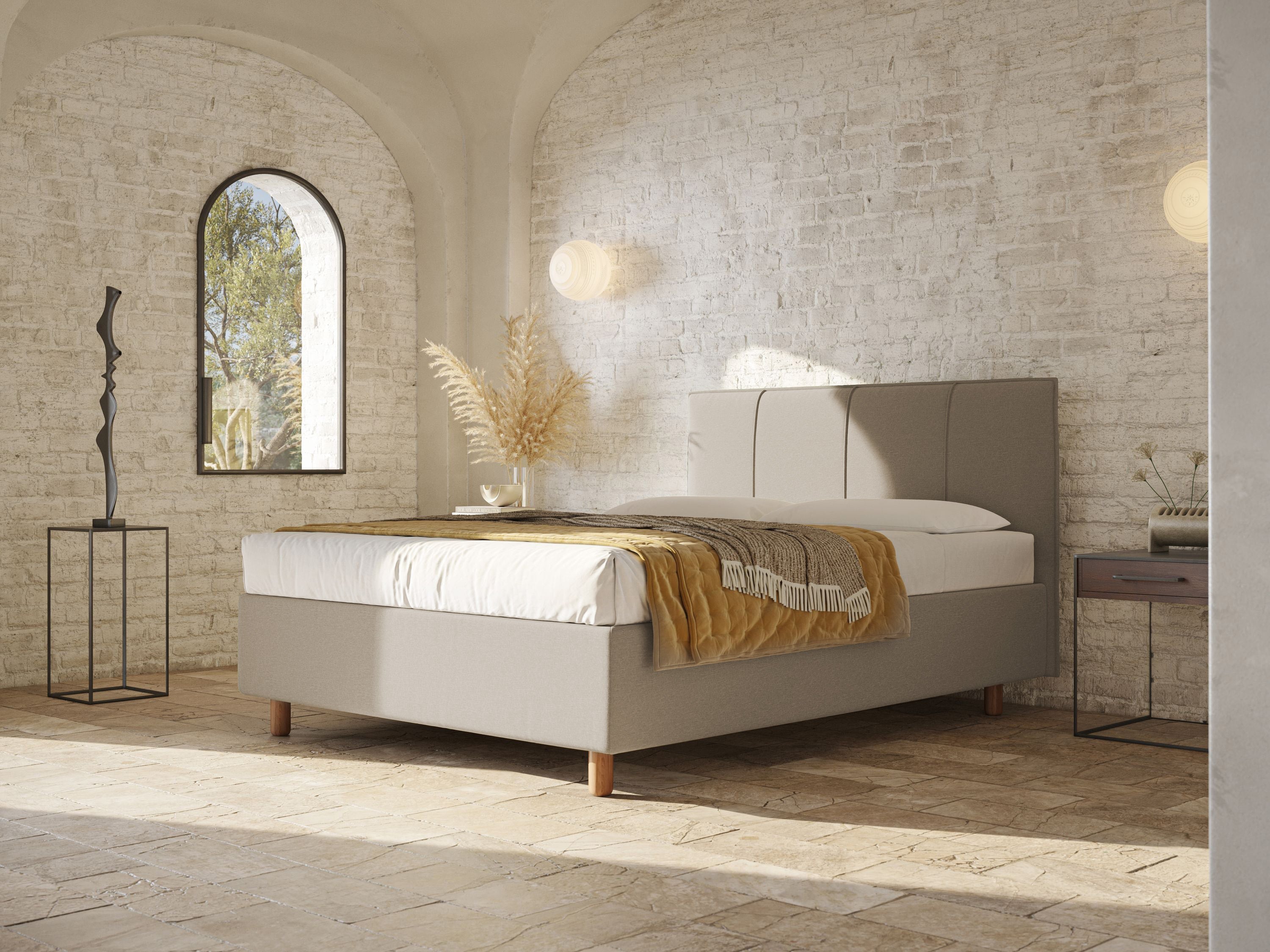 Lothar letto contenitore maxi dalle dimensioni contenute in tessuto impermeabile T13 panna - divani.store