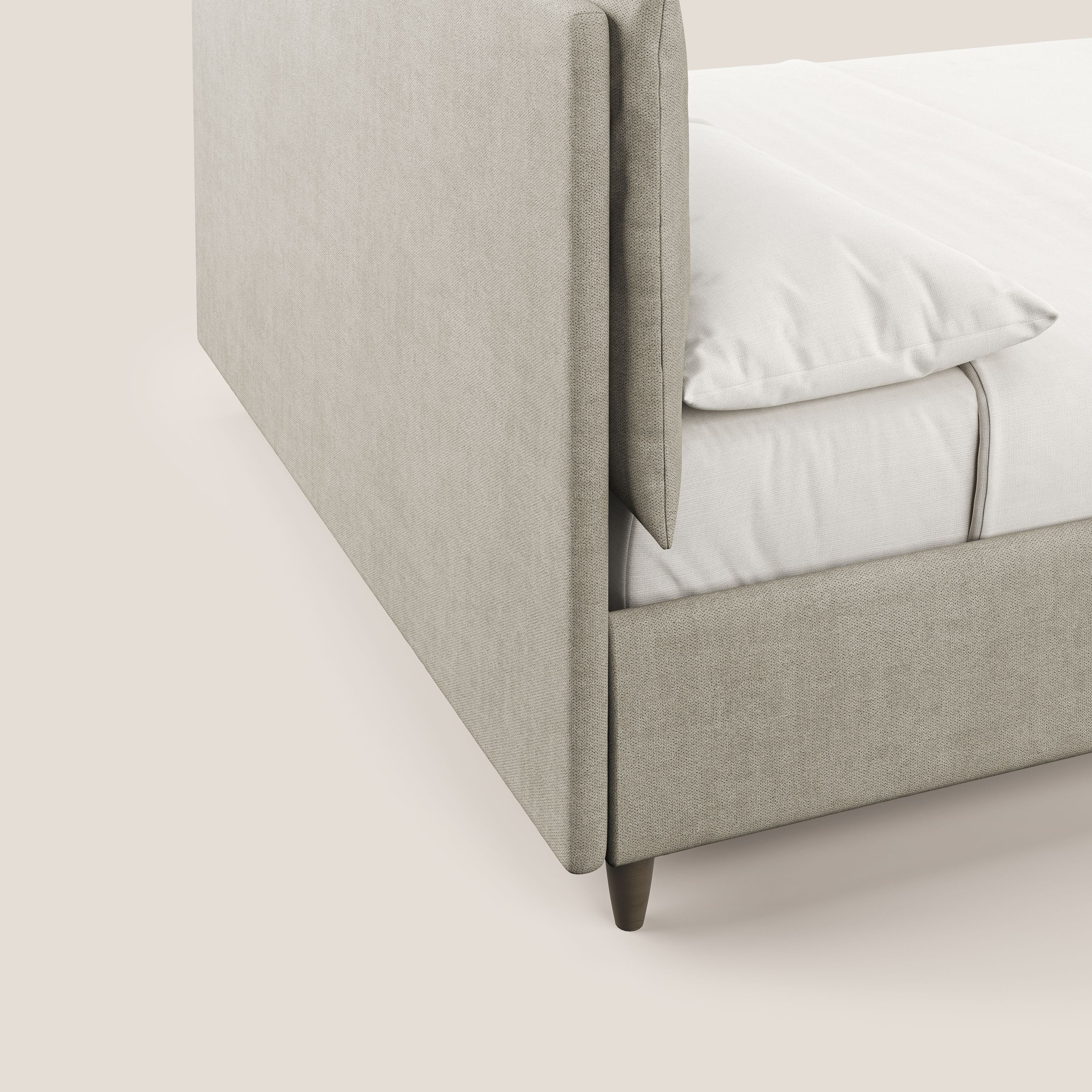 Mariana letto imbottito contenitore con cuscini in tessuto impermeabile T02 panna - divani.store