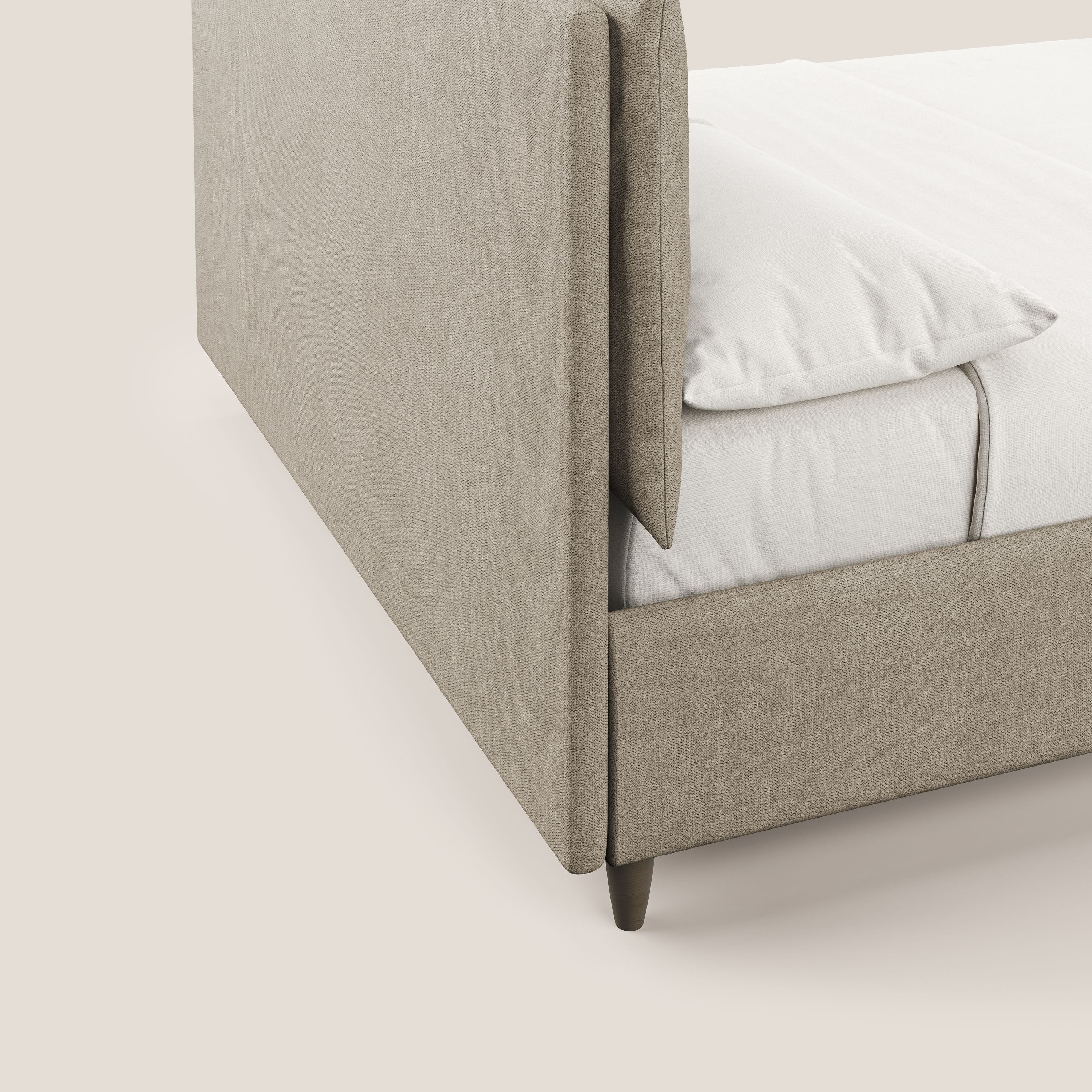 Mariana letto imbottito contenitore con cuscini in tessuto impermeabile T02 beige - divani.store