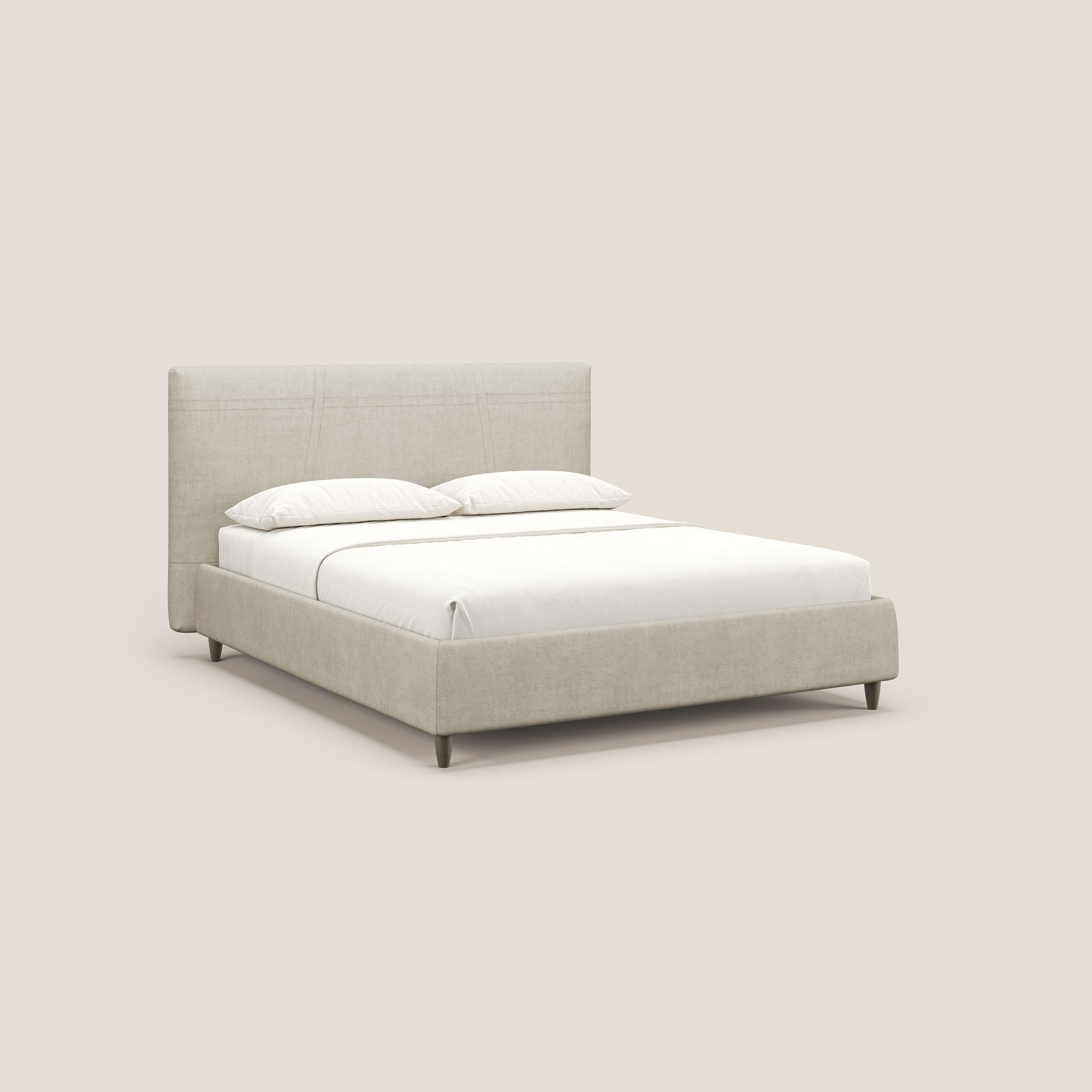 Martina letto imbottito contenitore in tessuto impermeabile T02 panna - divani.store