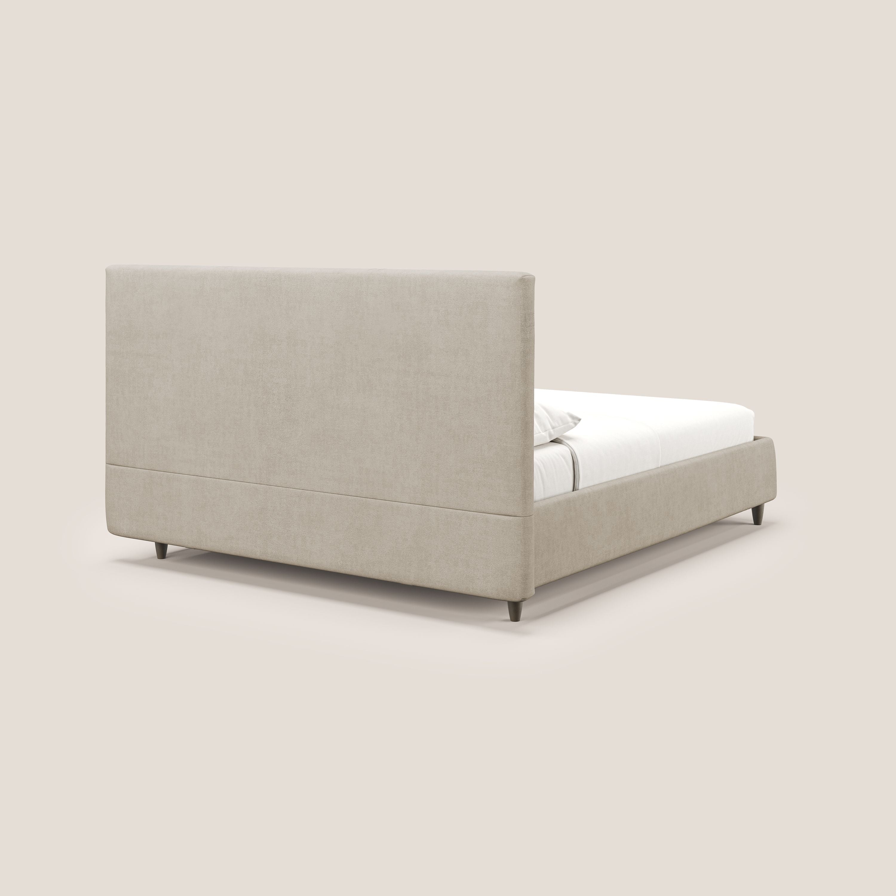 Martina letto imbottito contenitore in tessuto impermeabile T02 beige - divani.store