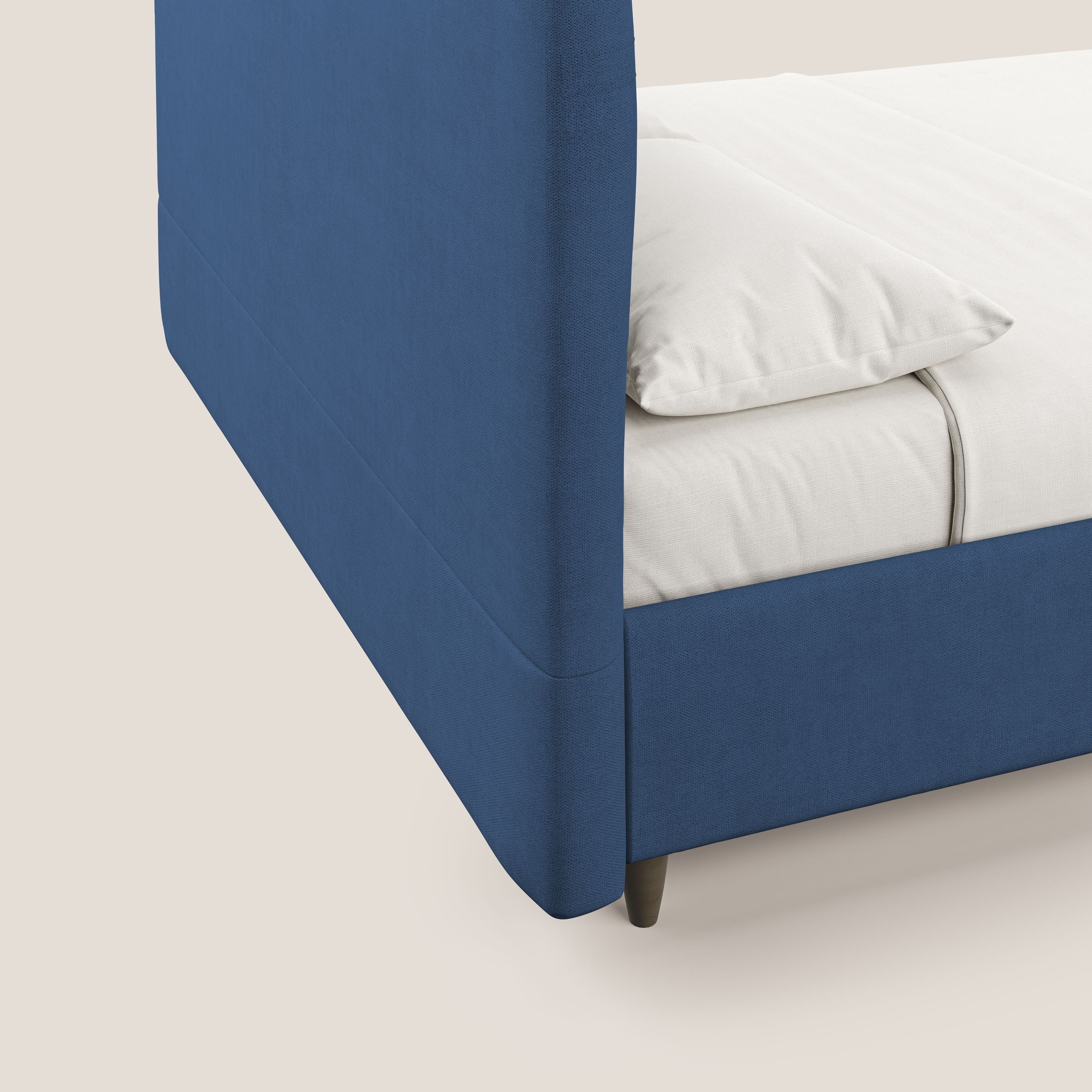 Martina letto imbottito contenitore in tessuto impermeabile T02 blu - divani.store